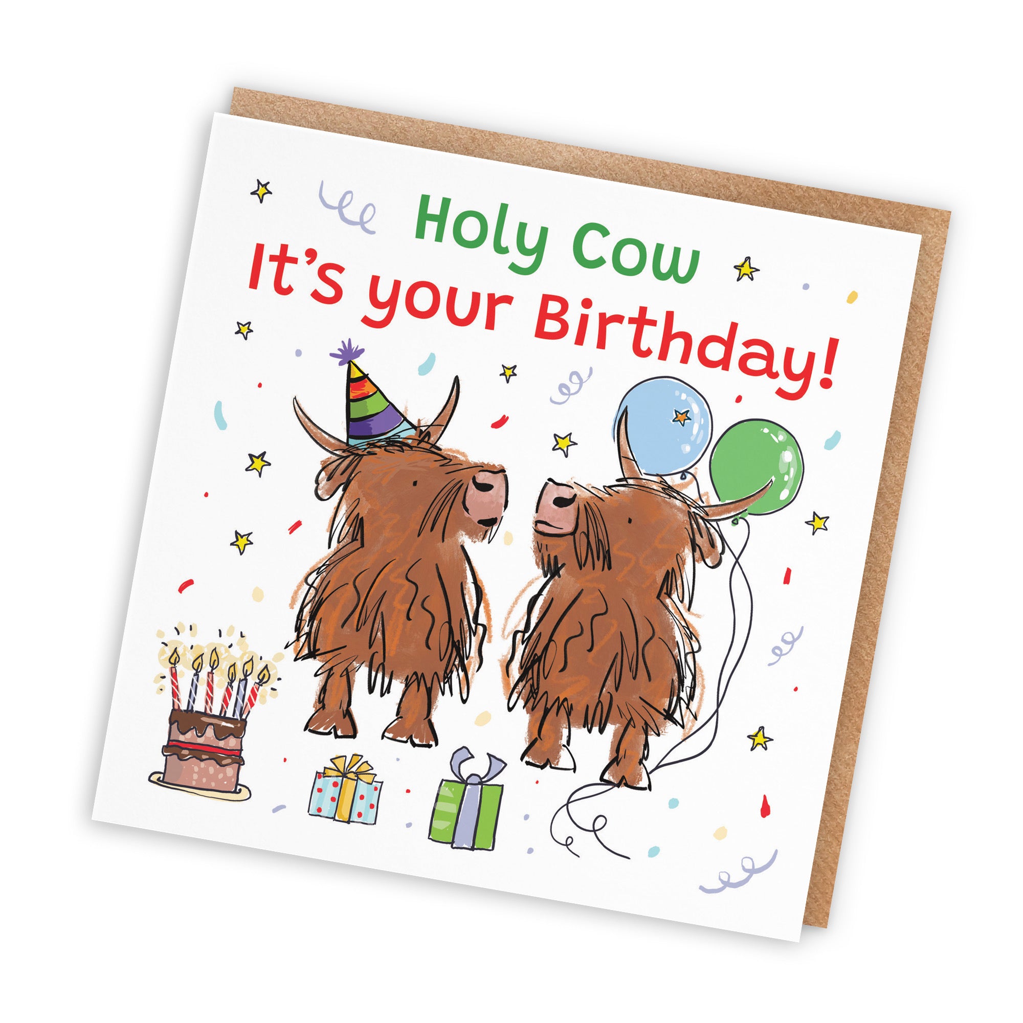 Adults Birthday Card Highland Cows Holy Cow Animal Party - Default Title (RM00849)