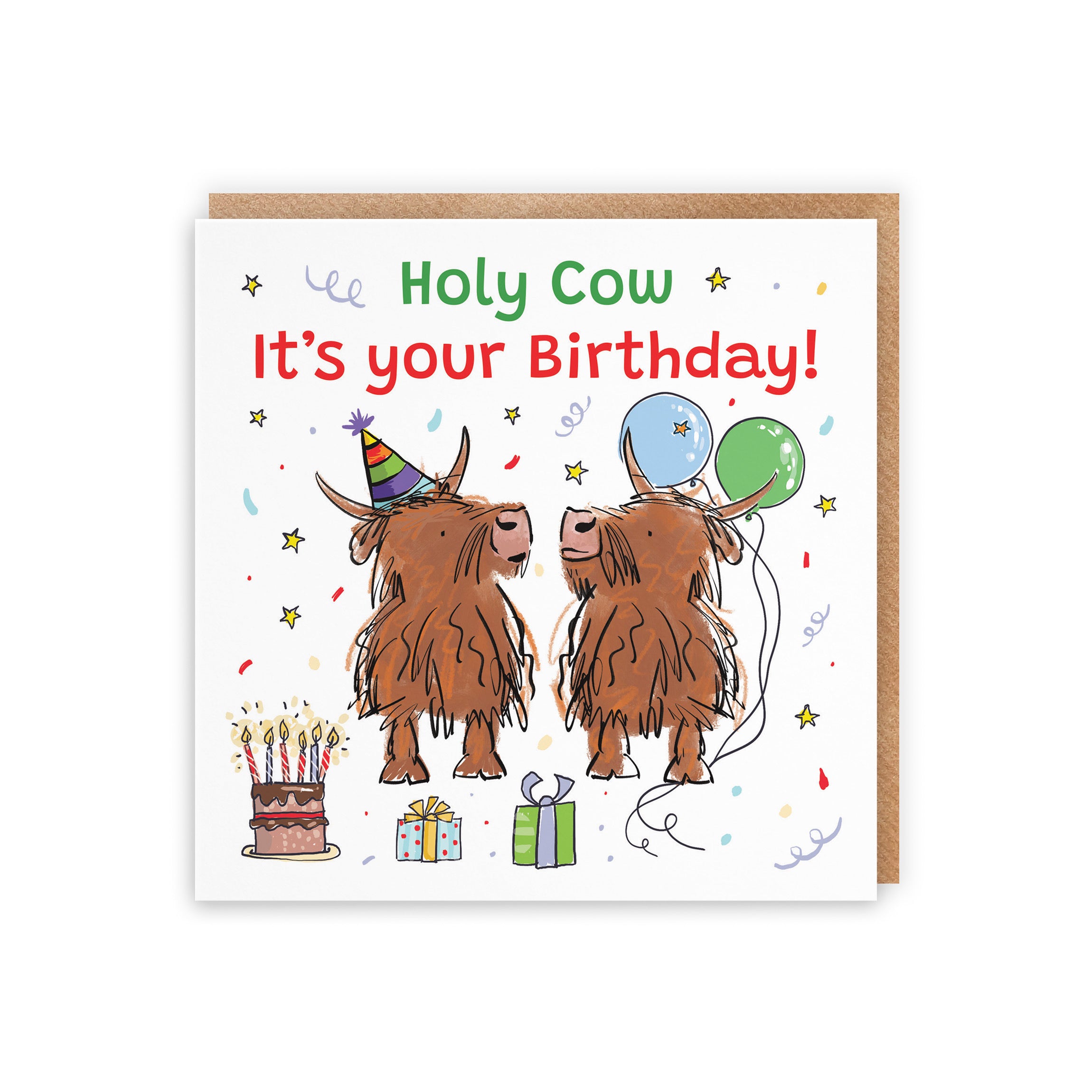 Adults Birthday Card Highland Cows Holy Cow Animal Party - Default Title (RM00849)