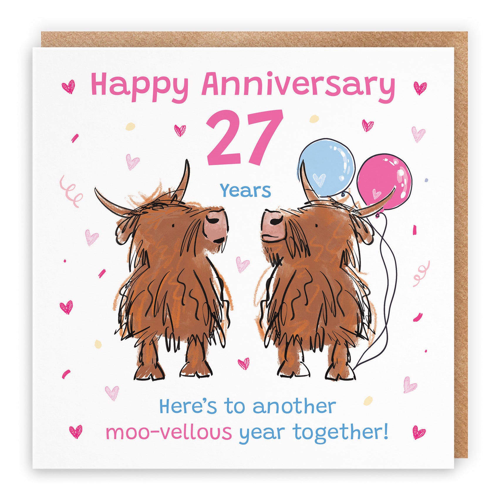 27th Anniversary Card Highland Cows Animal Party - Default Title (RM00850)