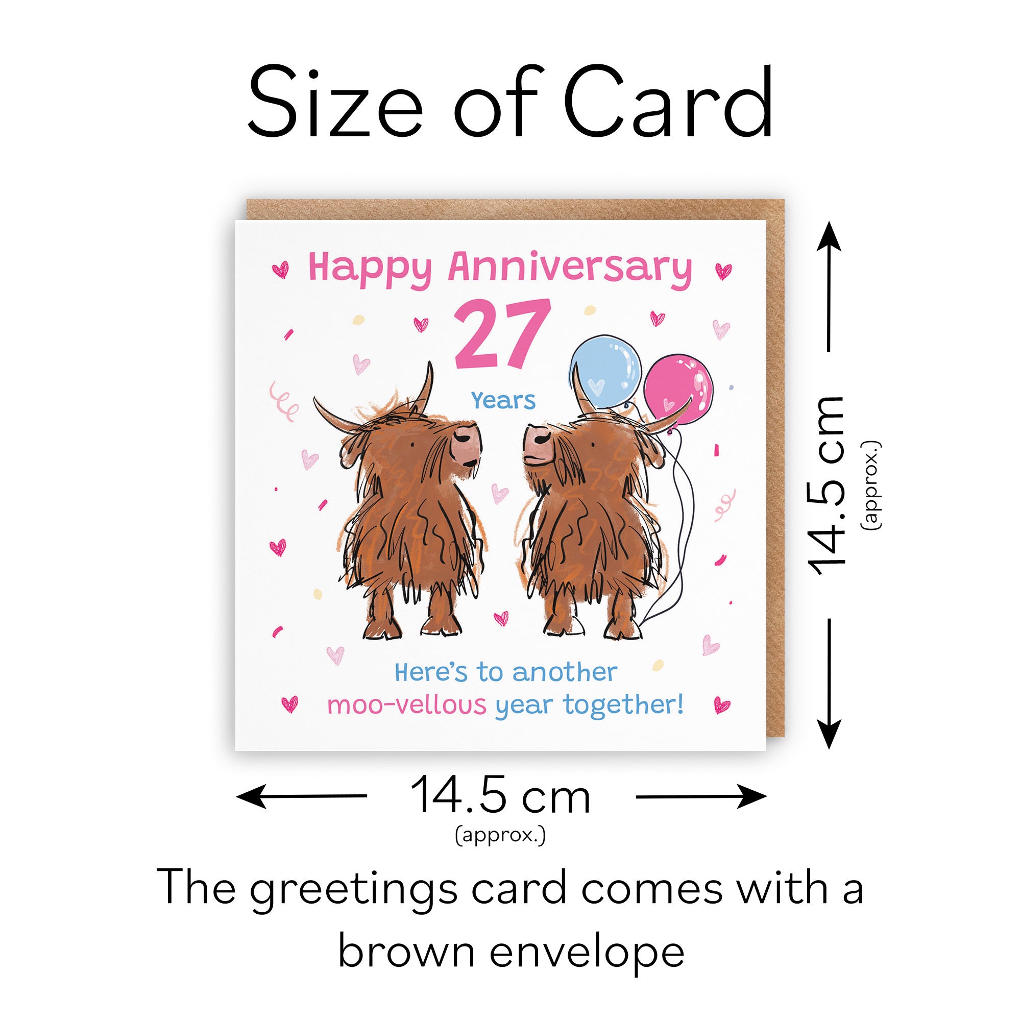 27th Anniversary Card Highland Cows Animal Party - Default Title (RM00850)