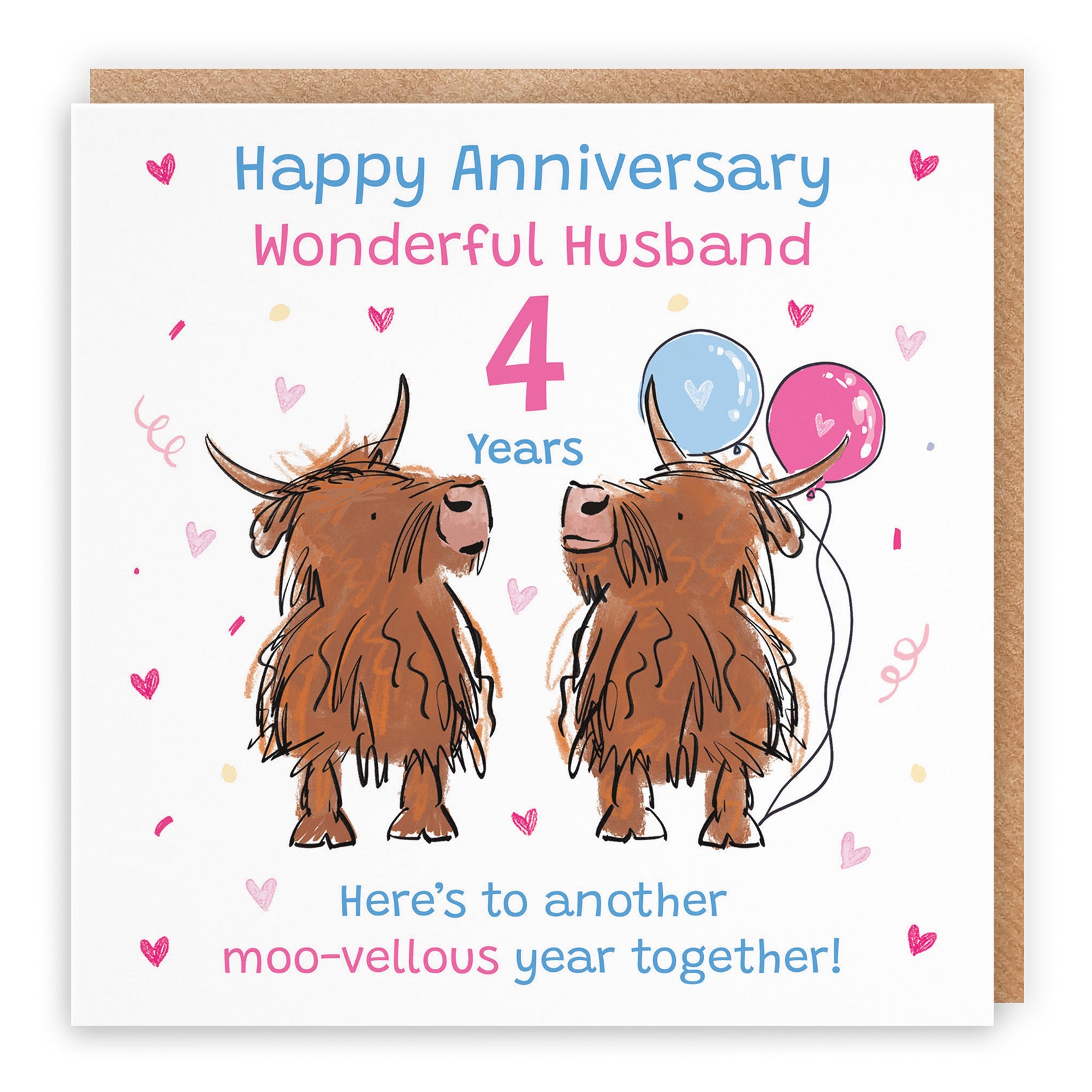 4th Husband Anniversary Card Highland Cows Animal Party - Default Title (RM00853)