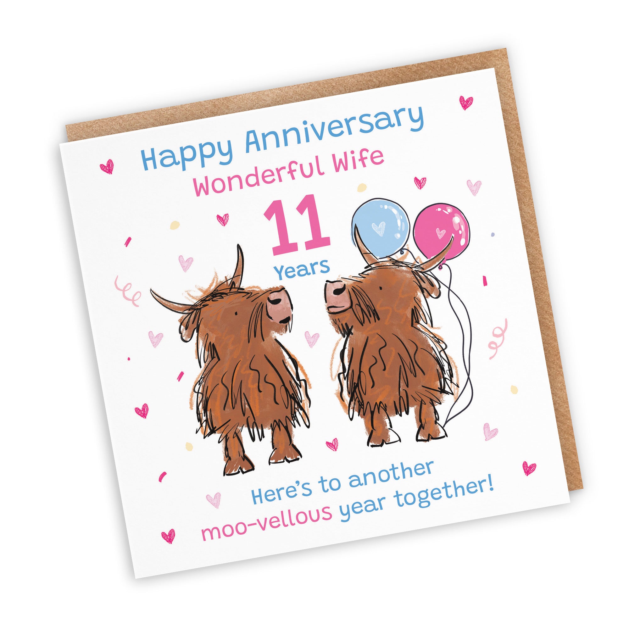 11th Wife Anniversary Card Highland Cows Animal Party - Default Title (RM00854)