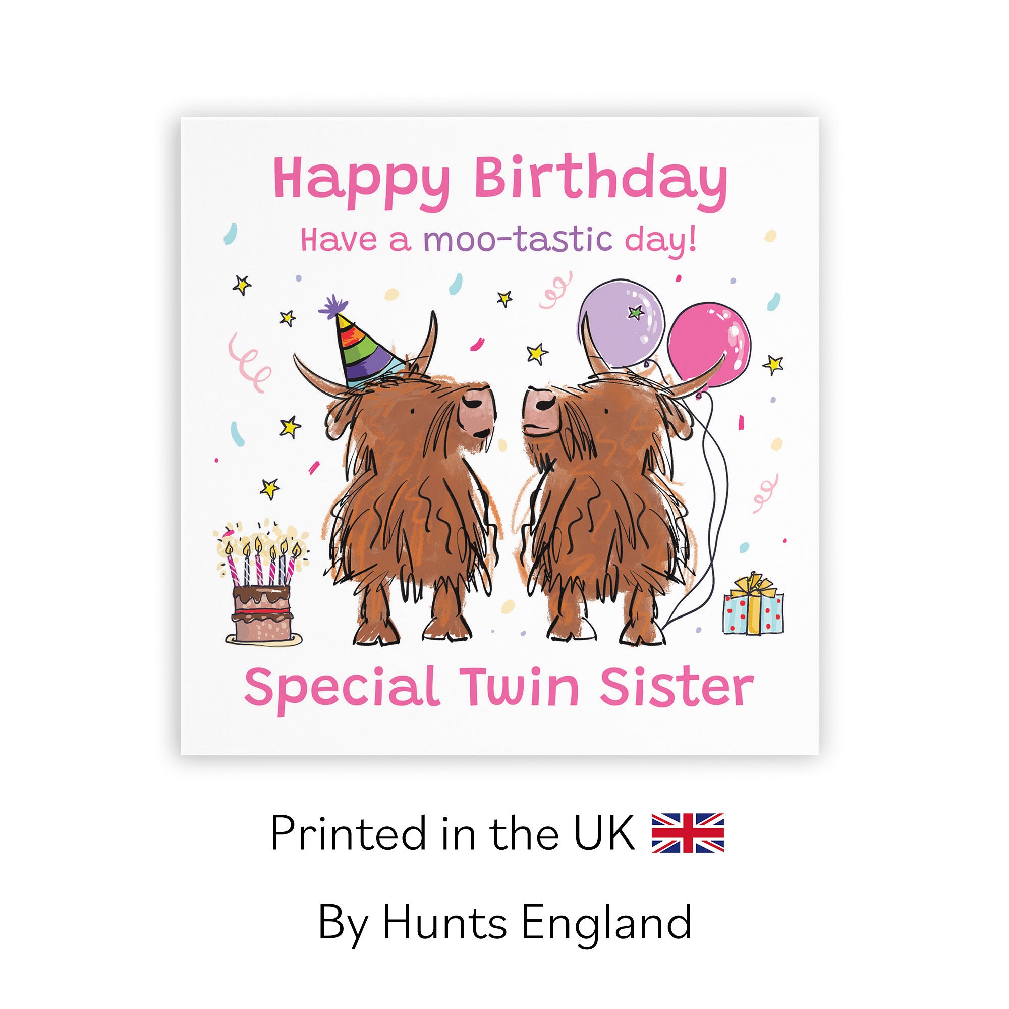 Twin Sister Birthday Card Highland Cows Animal Party - Default Title (RM00855)