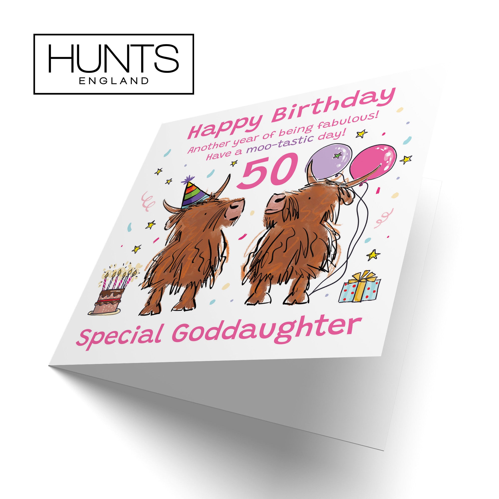 50th Goddaughter Birthday Card Highland Cows Animal Party - Default Title (RM00856)