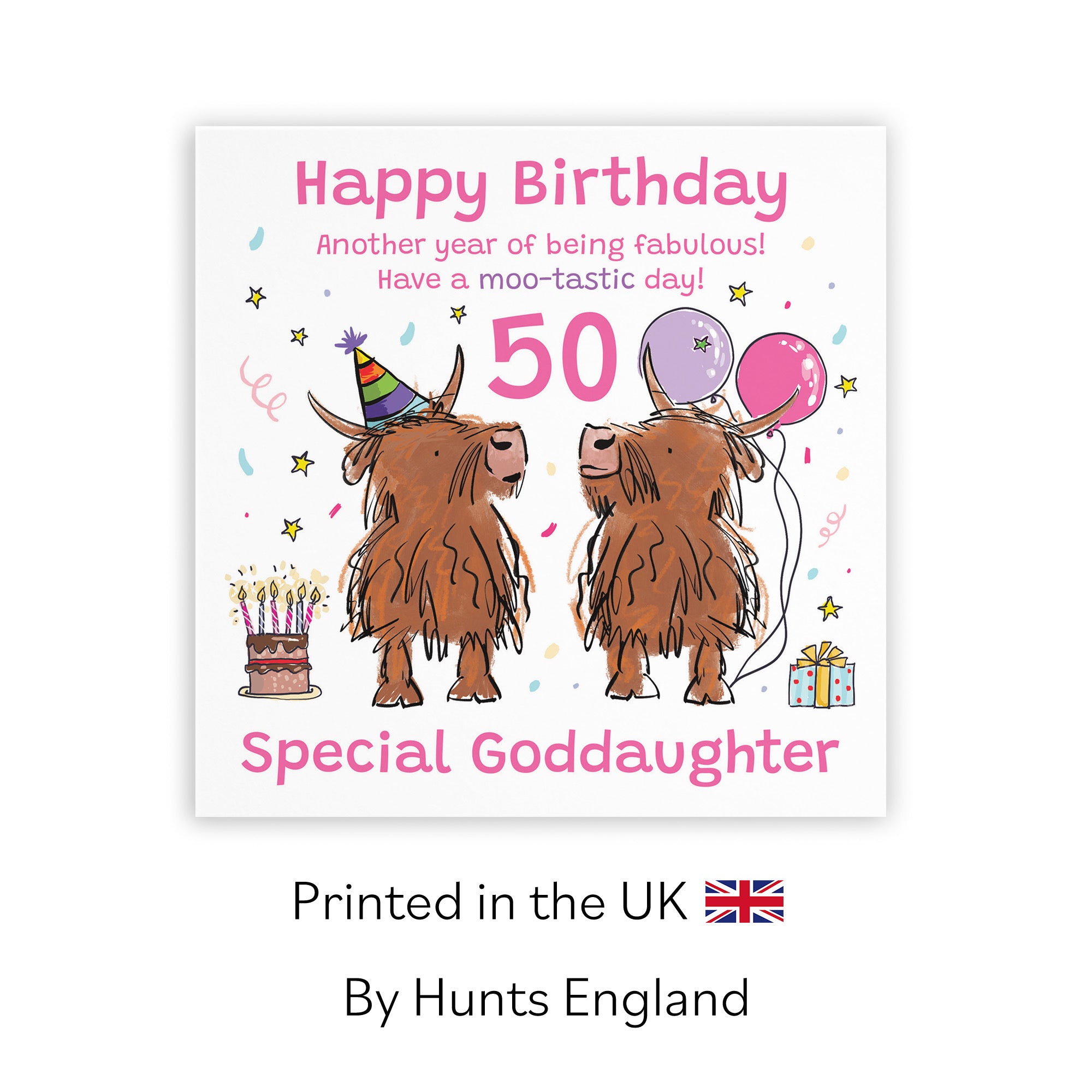 50th Goddaughter Birthday Card Highland Cows Animal Party - Default Title (RM00856)