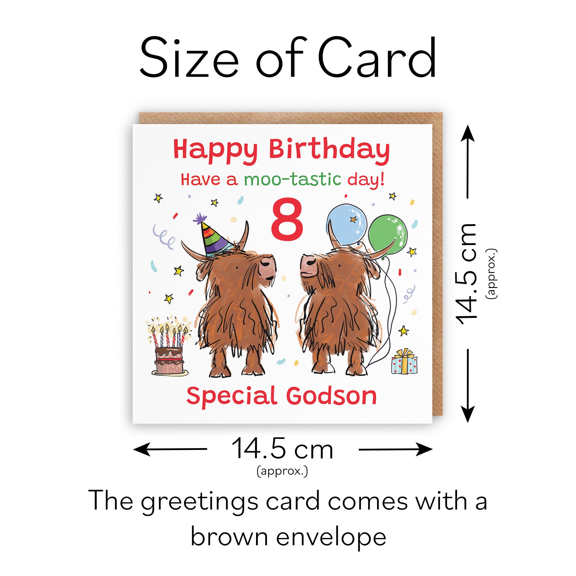 8th Godson Birthday Card Highland Cows Animal Party - Default Title (RM00857)