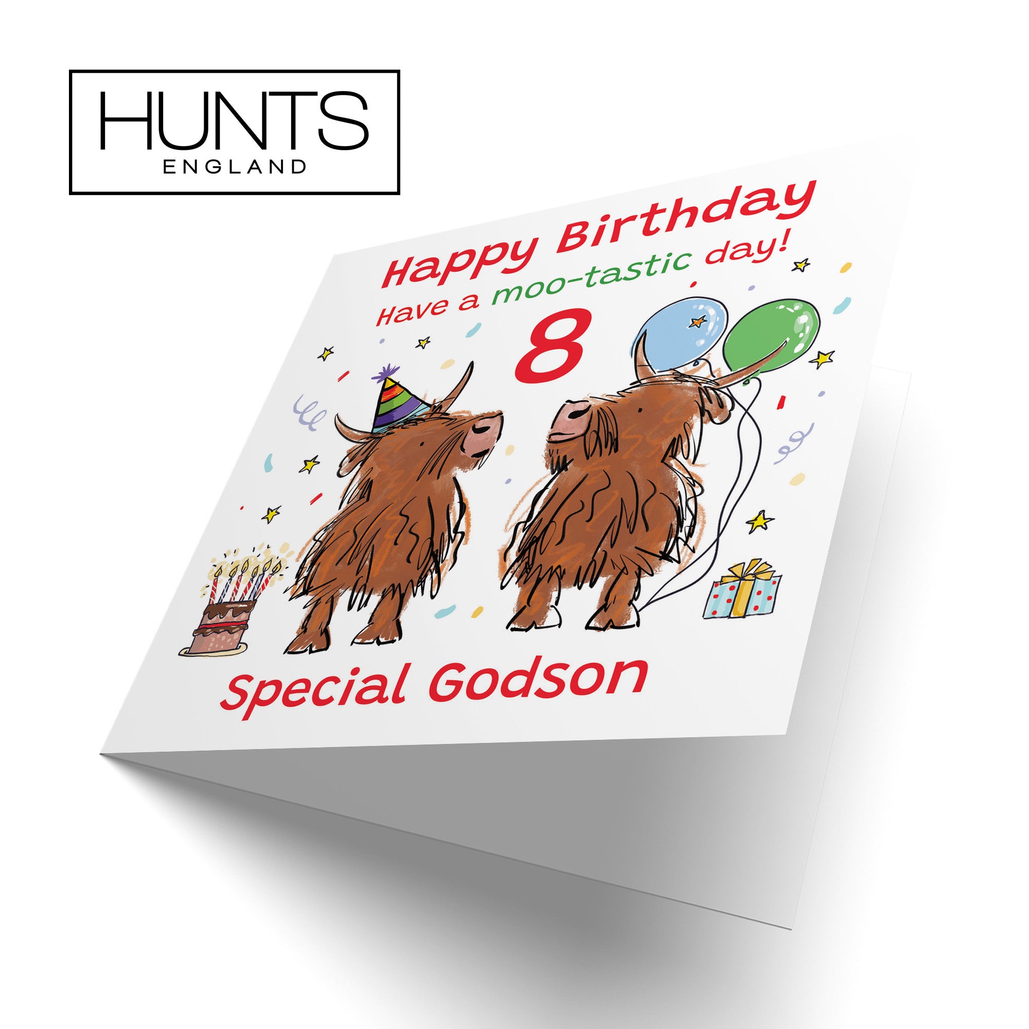 8th Godson Birthday Card Highland Cows Animal Party - Default Title (RM00857)