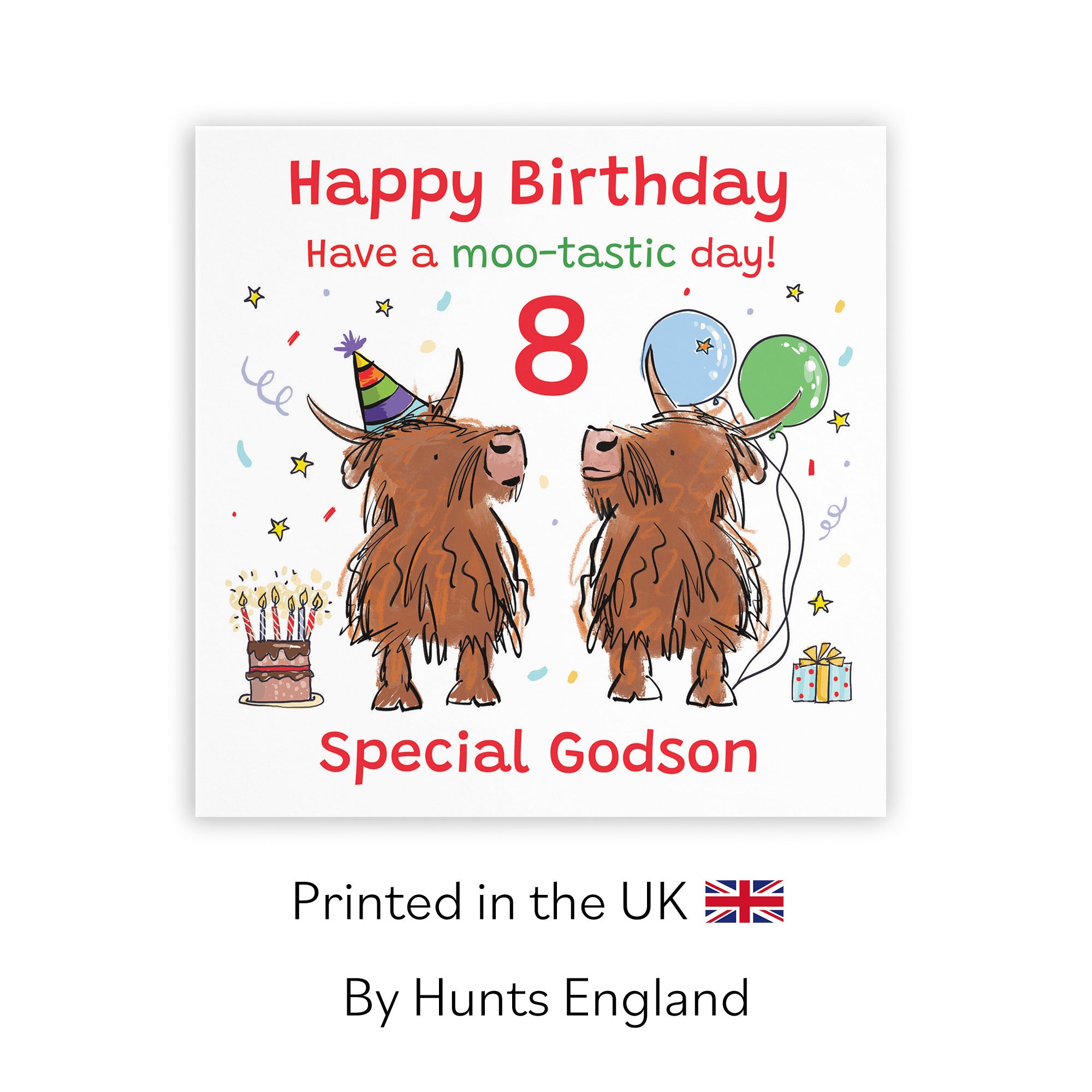 8th Godson Birthday Card Highland Cows Animal Party - Default Title (RM00857)