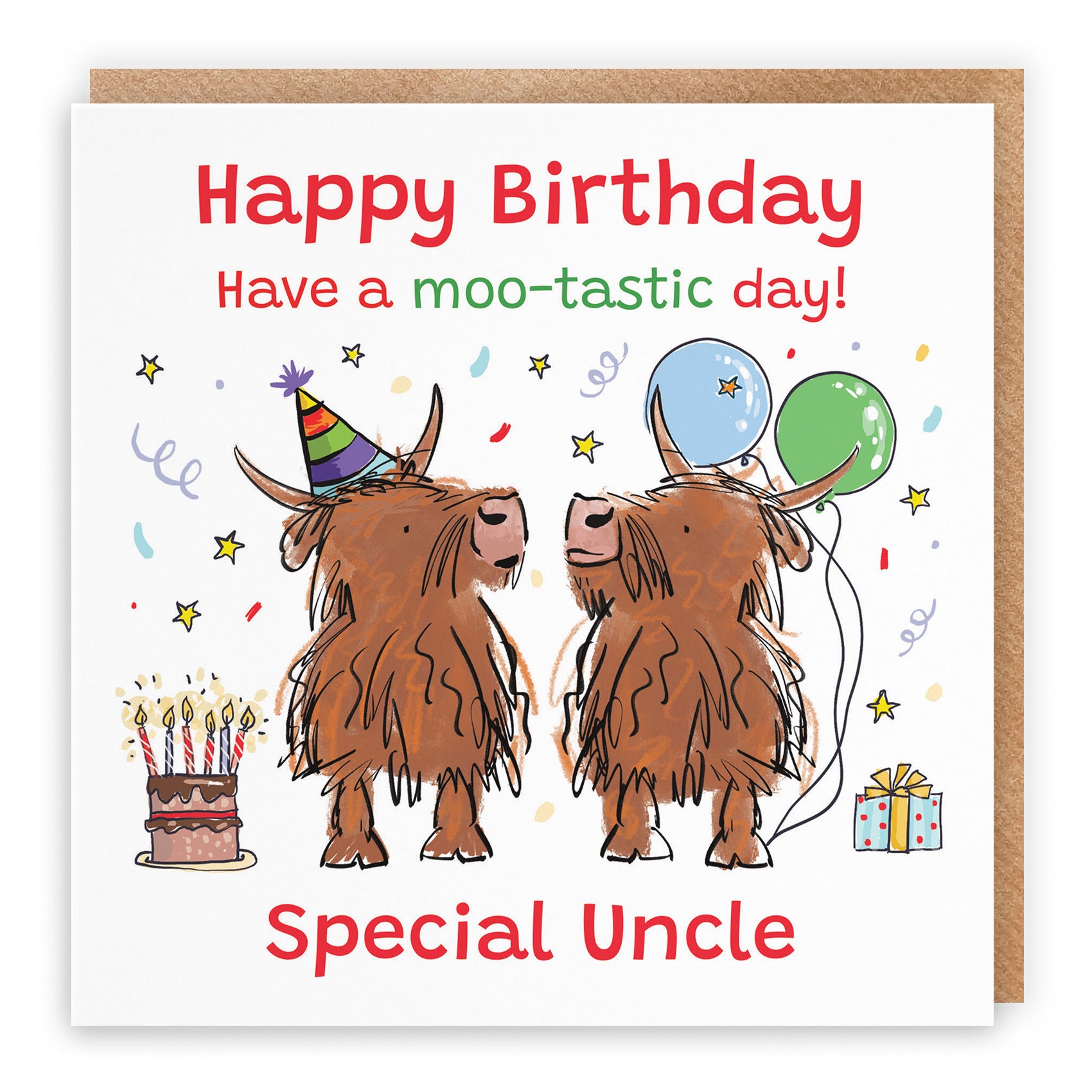 Uncle Birthday Card Highland Cows Animal Party - Default Title (RM00860)