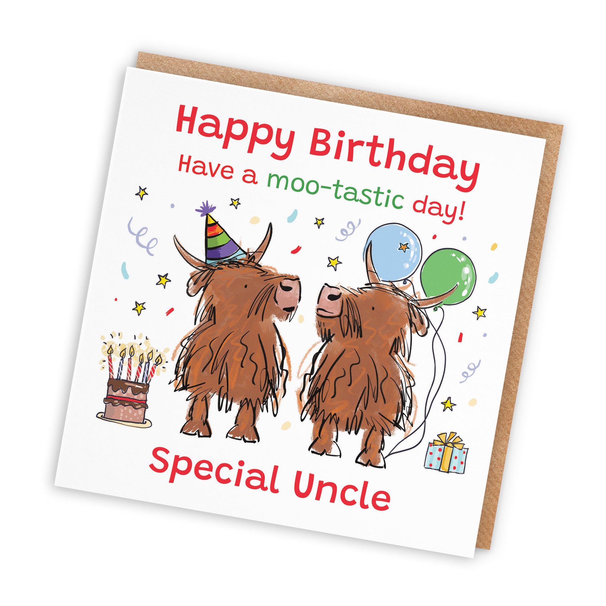 Uncle Birthday Card Highland Cows Animal Party - Default Title (RM00860)
