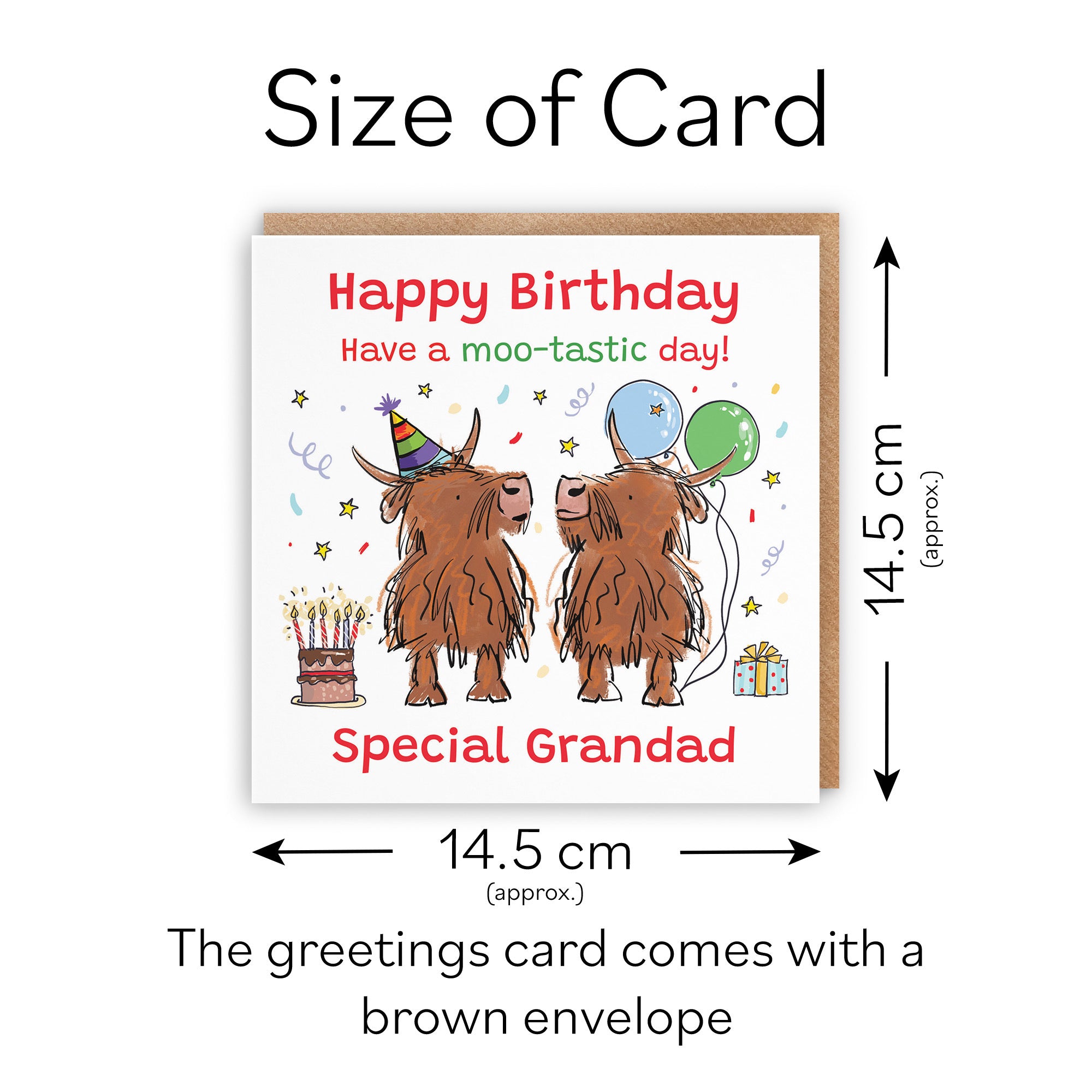 Grandad Birthday Card Highland Cows Animal Party - Default Title (RM00863)