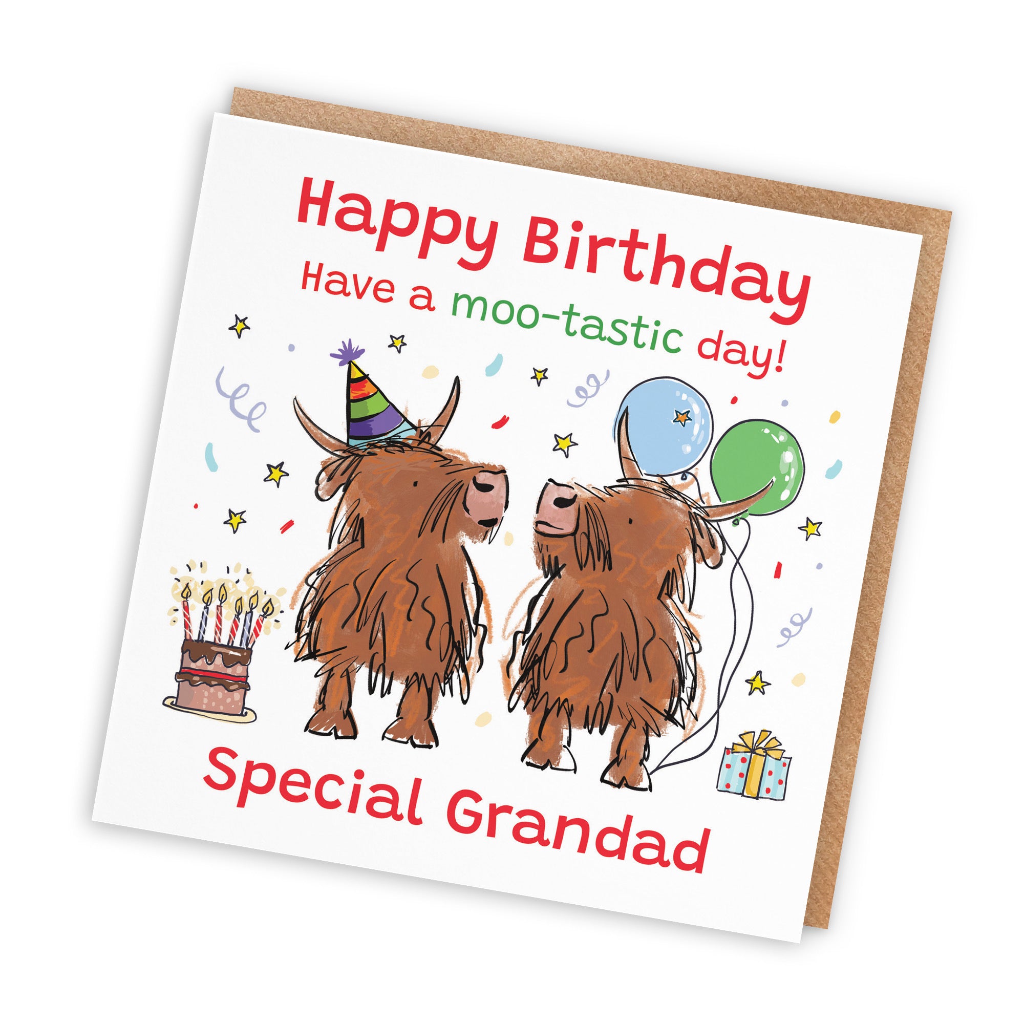 Grandad Birthday Card Highland Cows Animal Party - Default Title (RM00863)