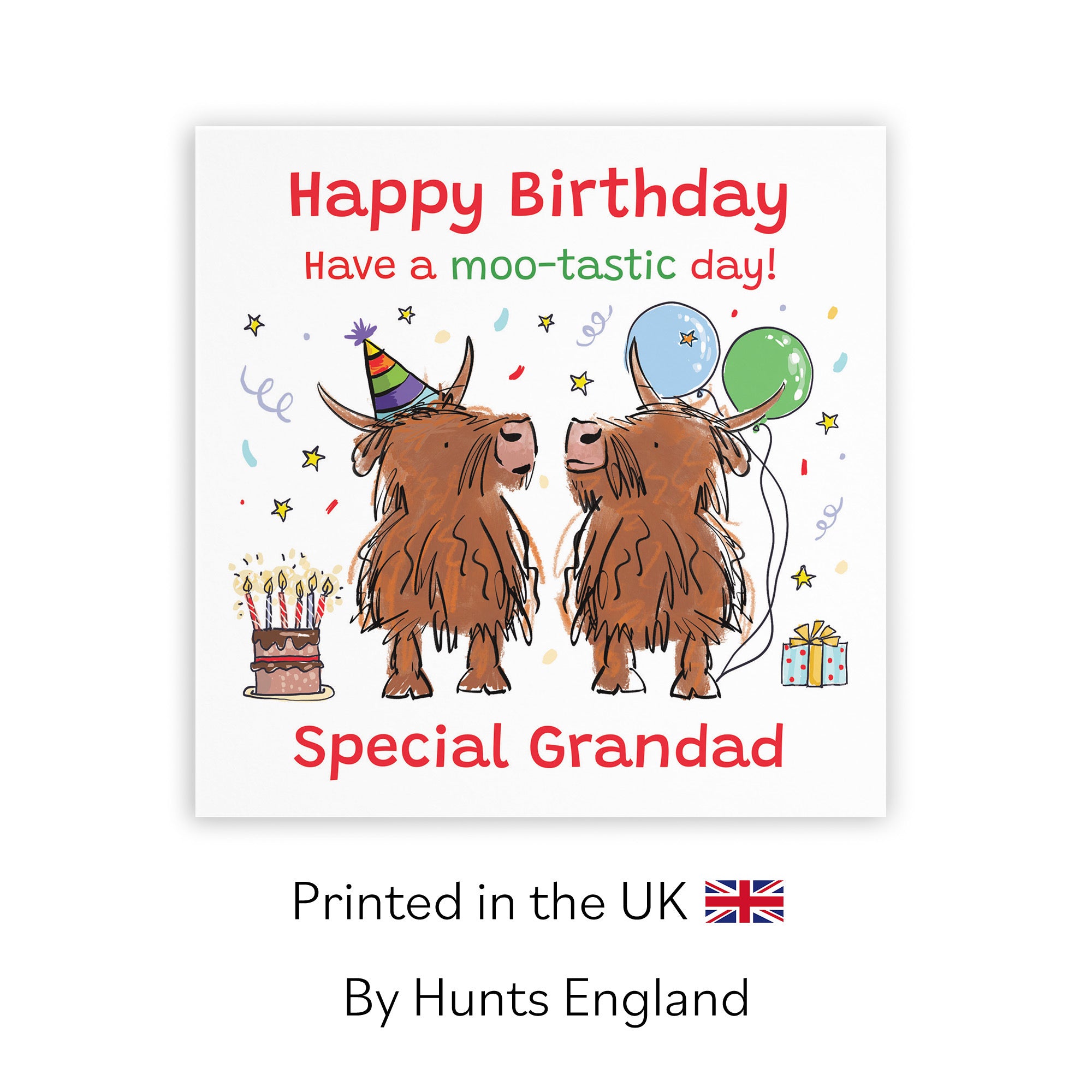 Grandad Birthday Card Highland Cows Animal Party - Default Title (RM00863)
