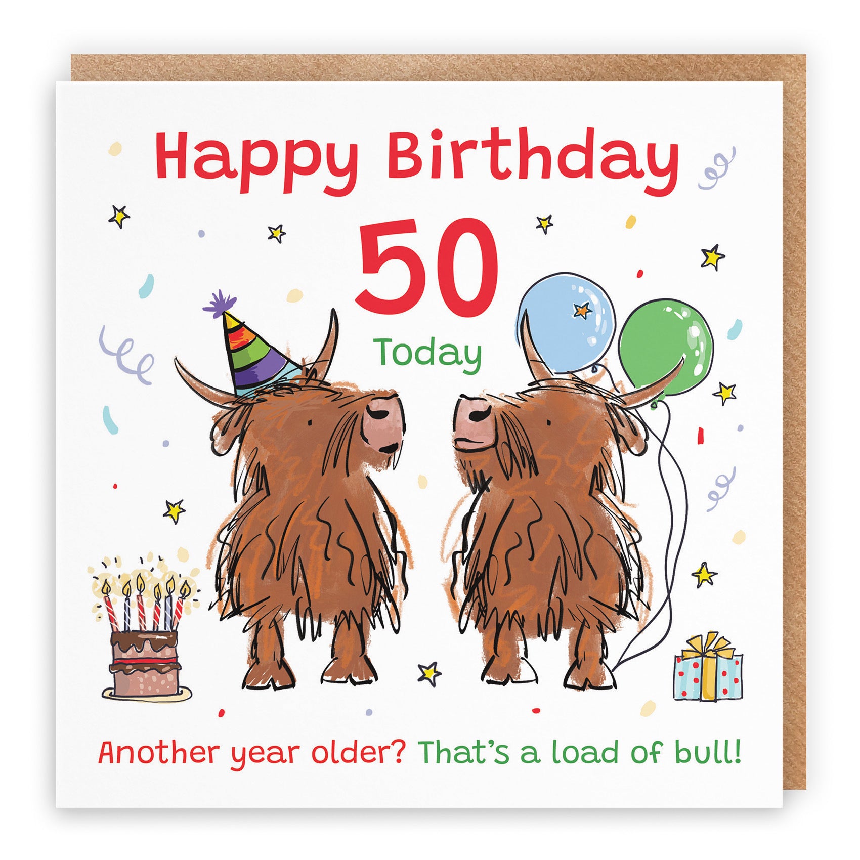 50th Birthday Card Highland Cows Animal Party - Default Title (RM00865)