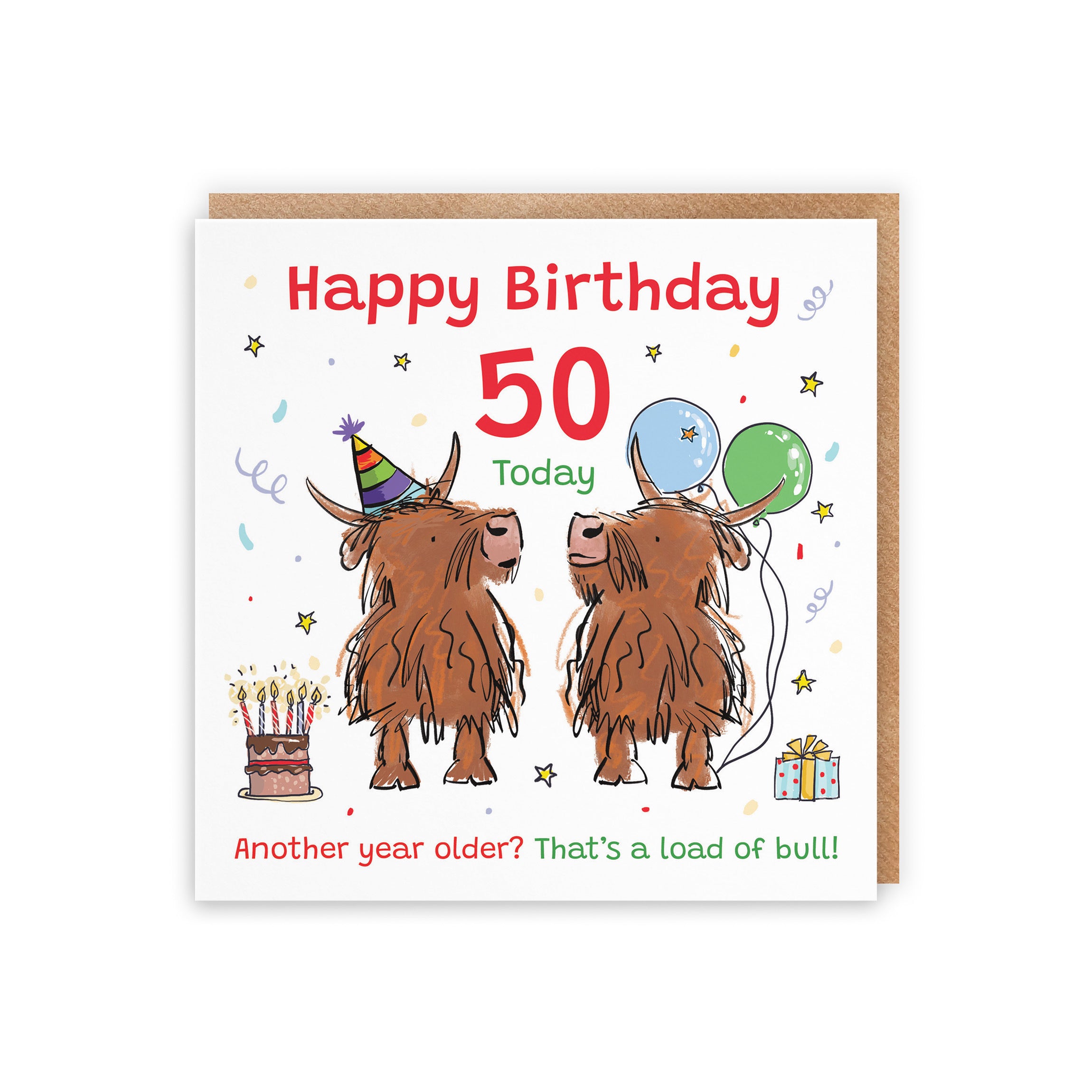 50th Birthday Card Highland Cows Animal Party - Default Title (RM00865)