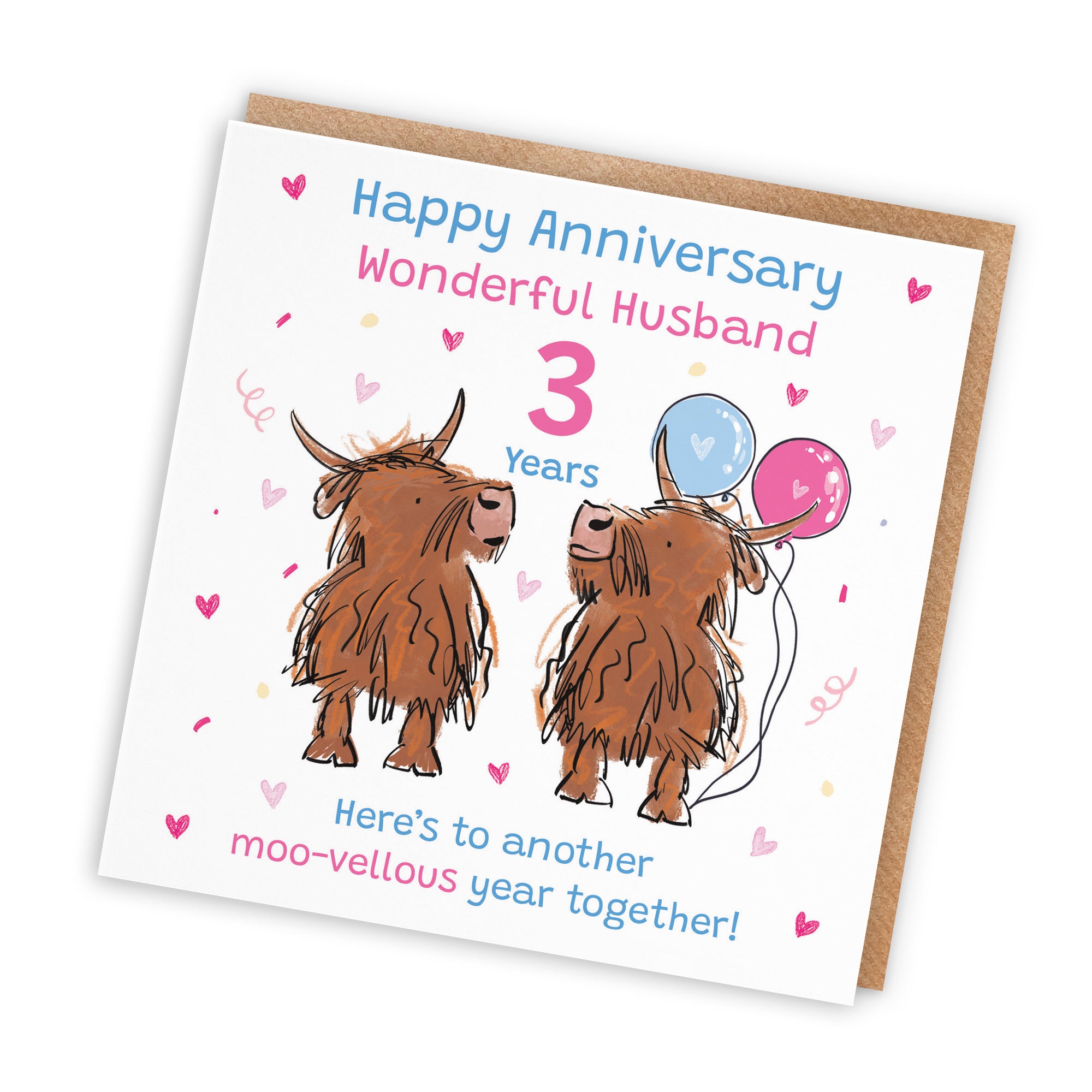 3rd Husband Anniversary Card Highland Cows Animal Party - Default Title (RM00871)