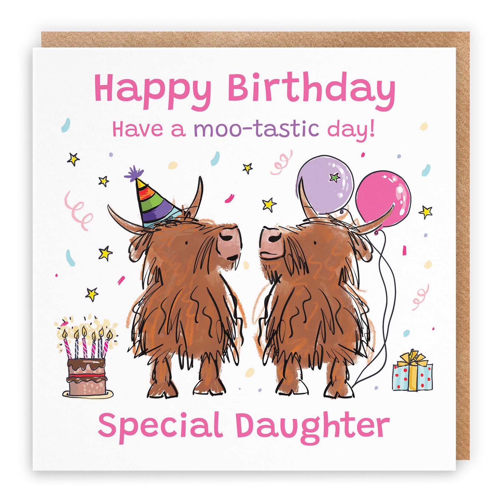 Daughter Birthday Card Highland Cows Animal Party - Default Title (RM00872)
