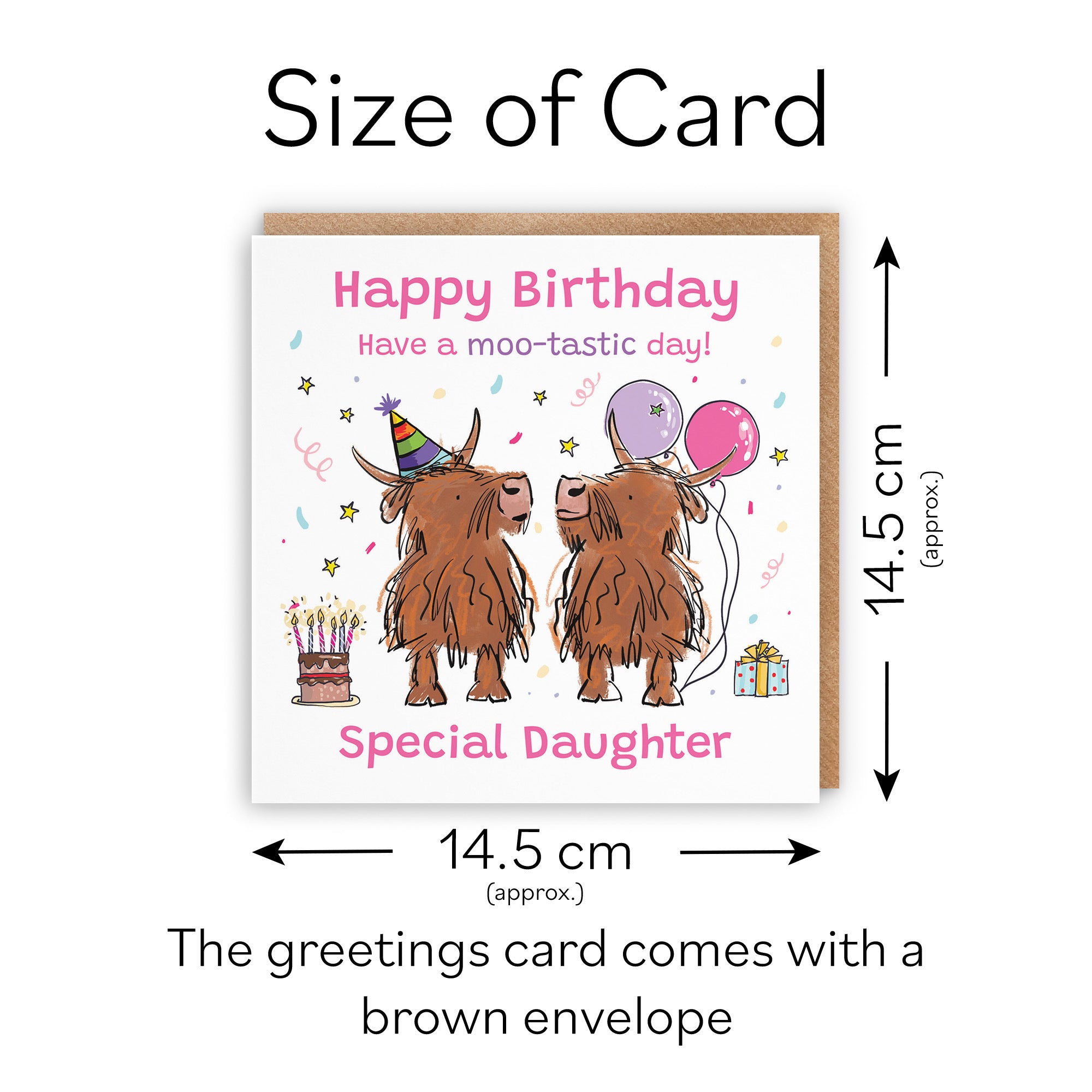 Daughter Birthday Card Highland Cows Animal Party - Default Title (RM00872)