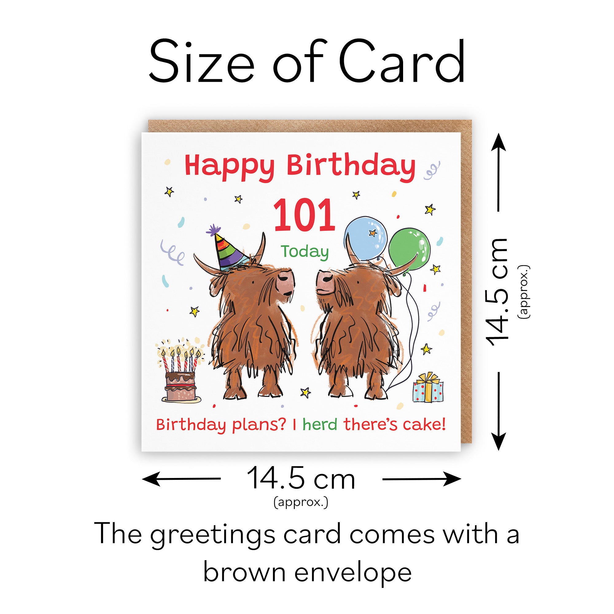 101st Birthday Card Highland Cows Animal Party - Default Title (RM00874)
