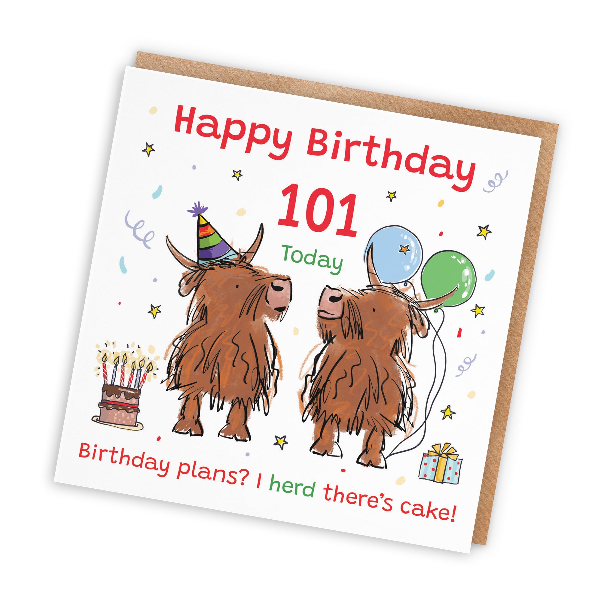 101st Birthday Card Highland Cows Animal Party - Default Title (RM00874)