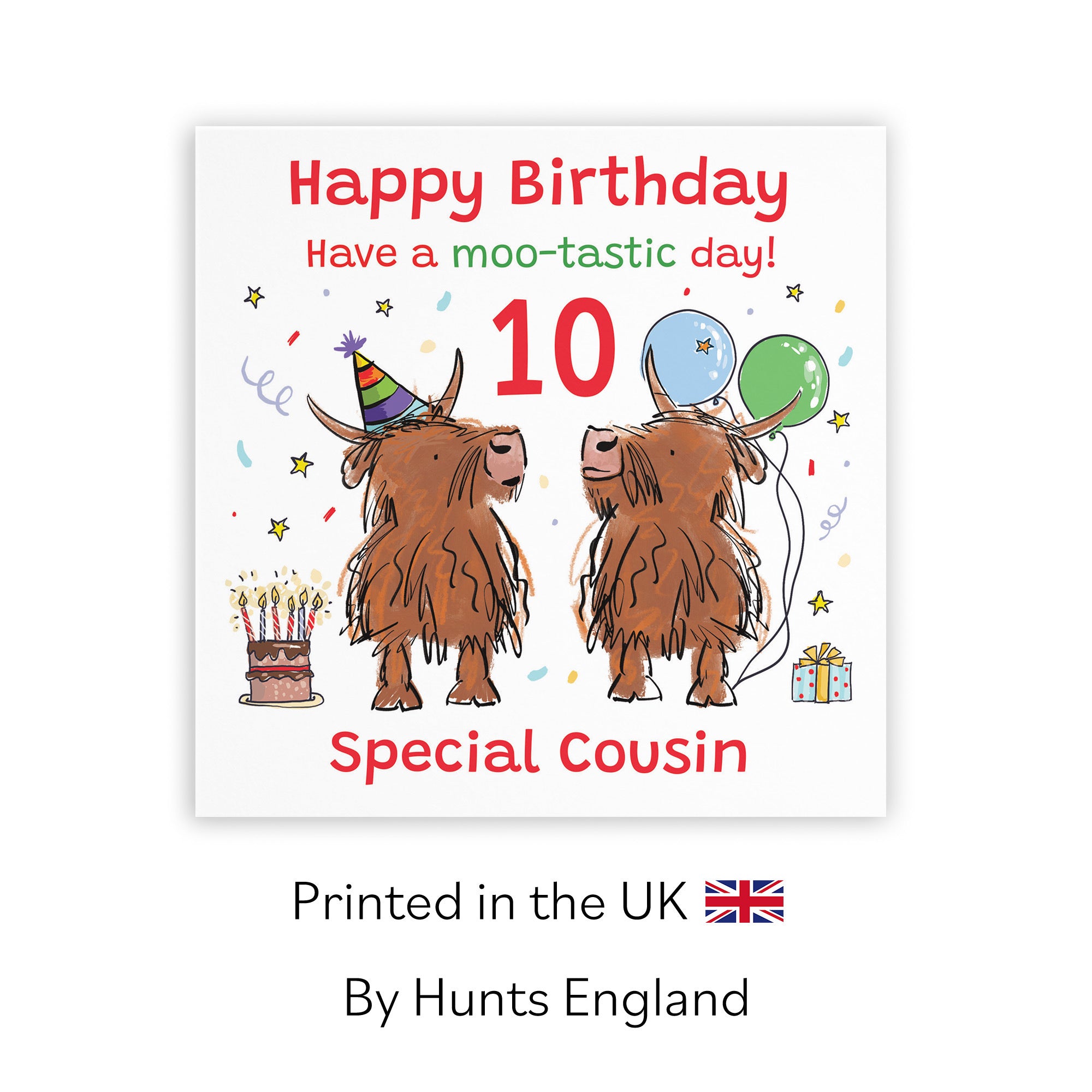 10th Cousin Birthday Card Highland Cows Animal Party - Default Title (RM00875)