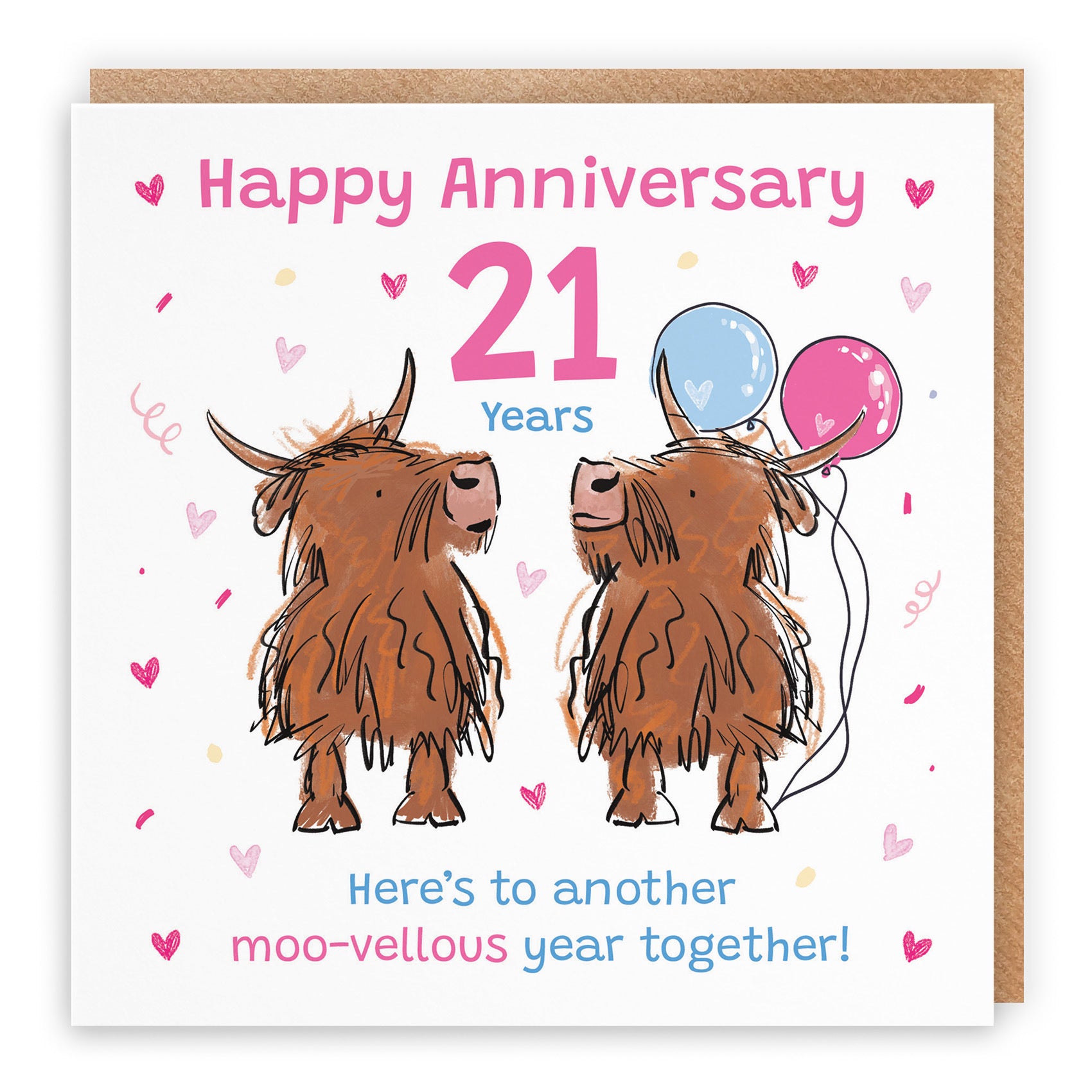 21st Anniversary Card Highland Cows Animal Party - Default Title (RM00878)