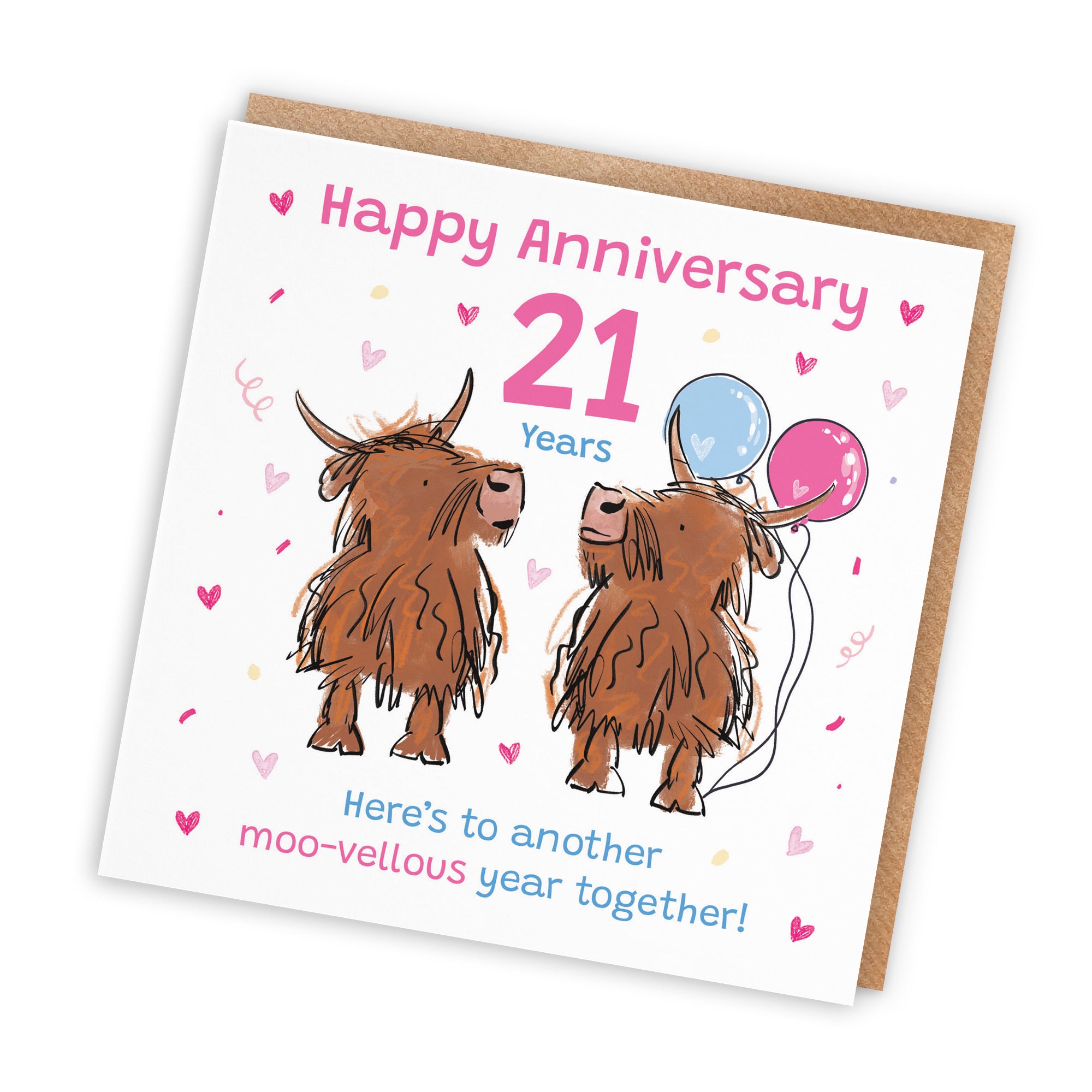 21st Anniversary Card Highland Cows Animal Party - Default Title (RM00878)