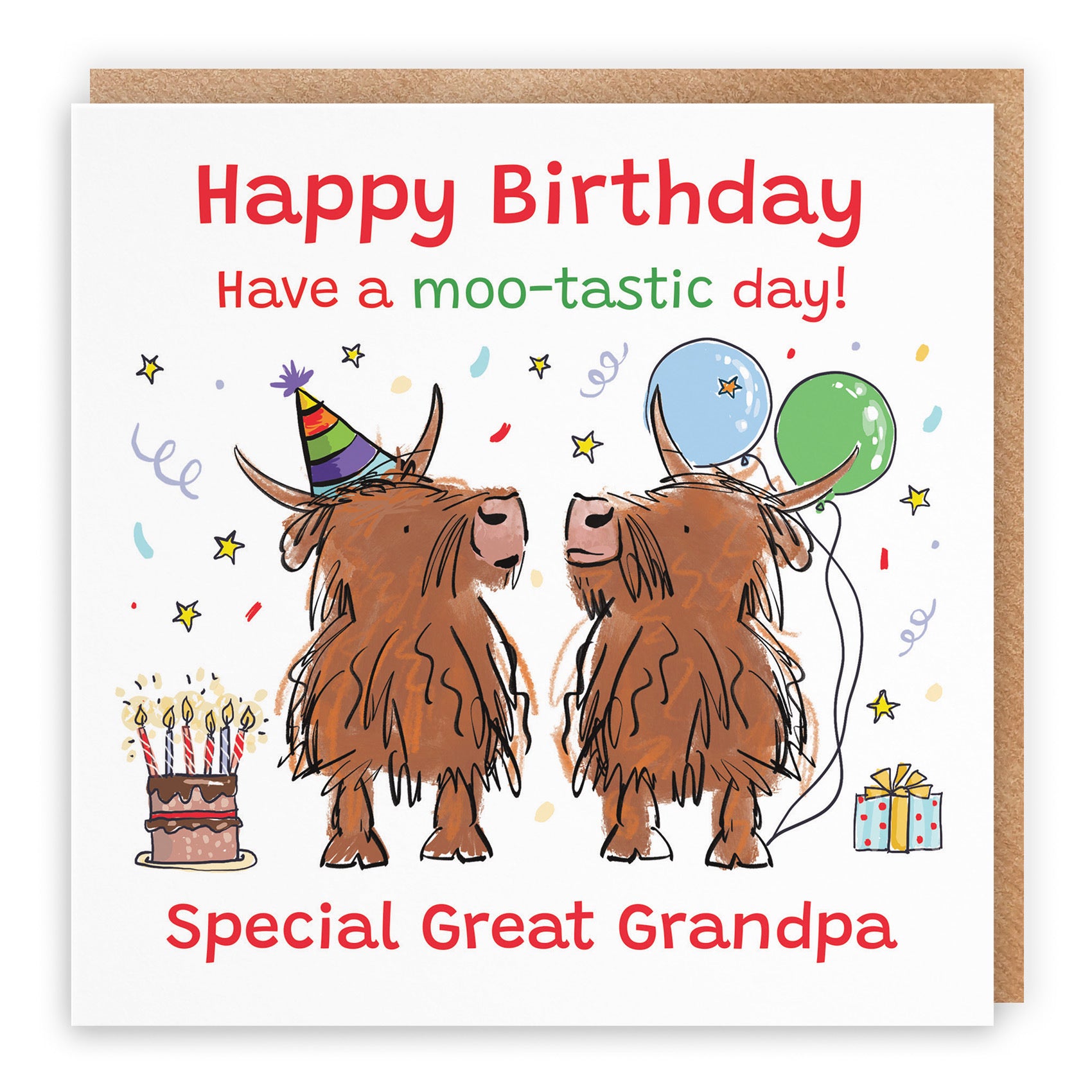 Great Grandpa Birthday Card Highland Cows Animal Party - Default Title (RM00879)