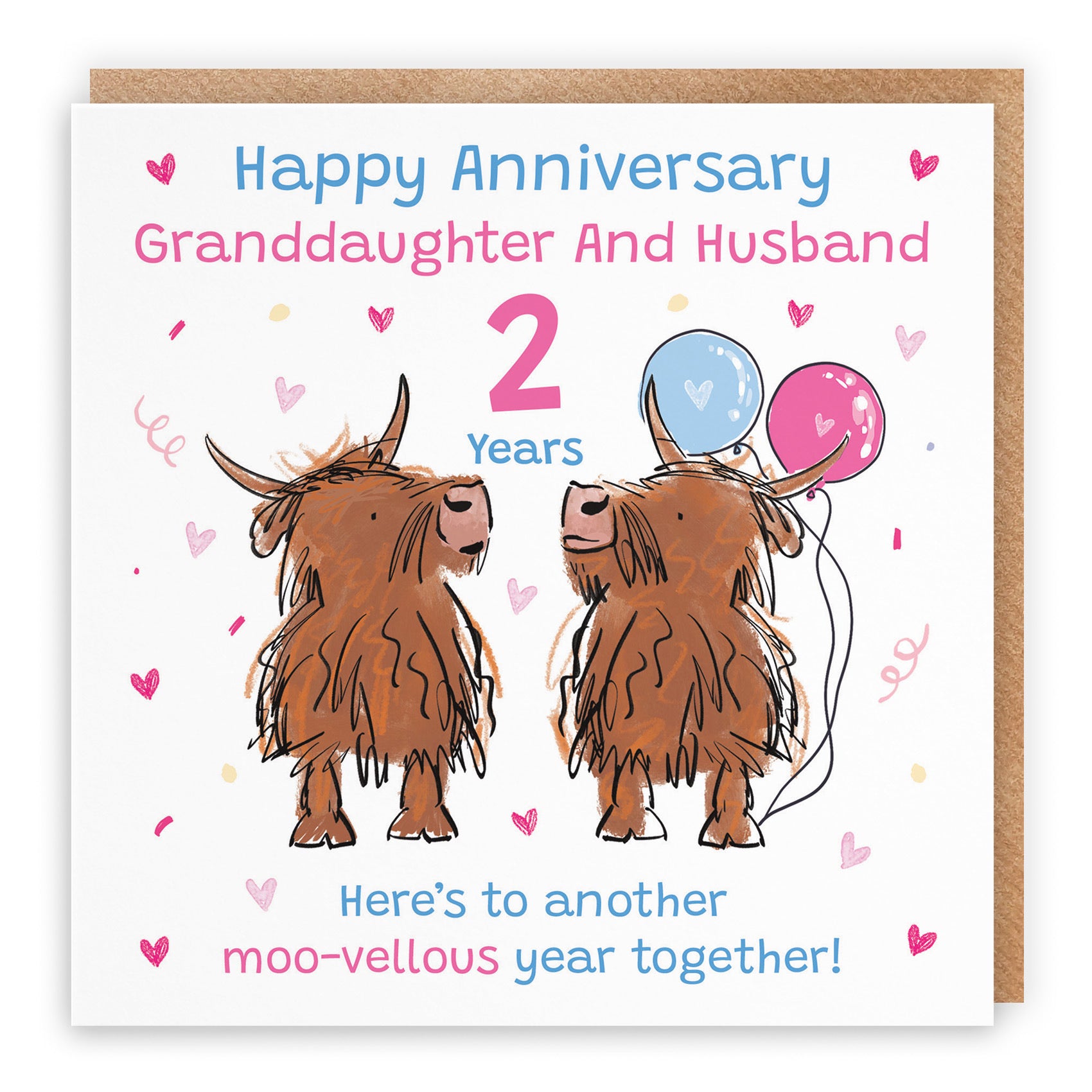 2nd Granddaughter And Husband Anniversary Card Highland Cows Animal Party - Default Title (RM00881)