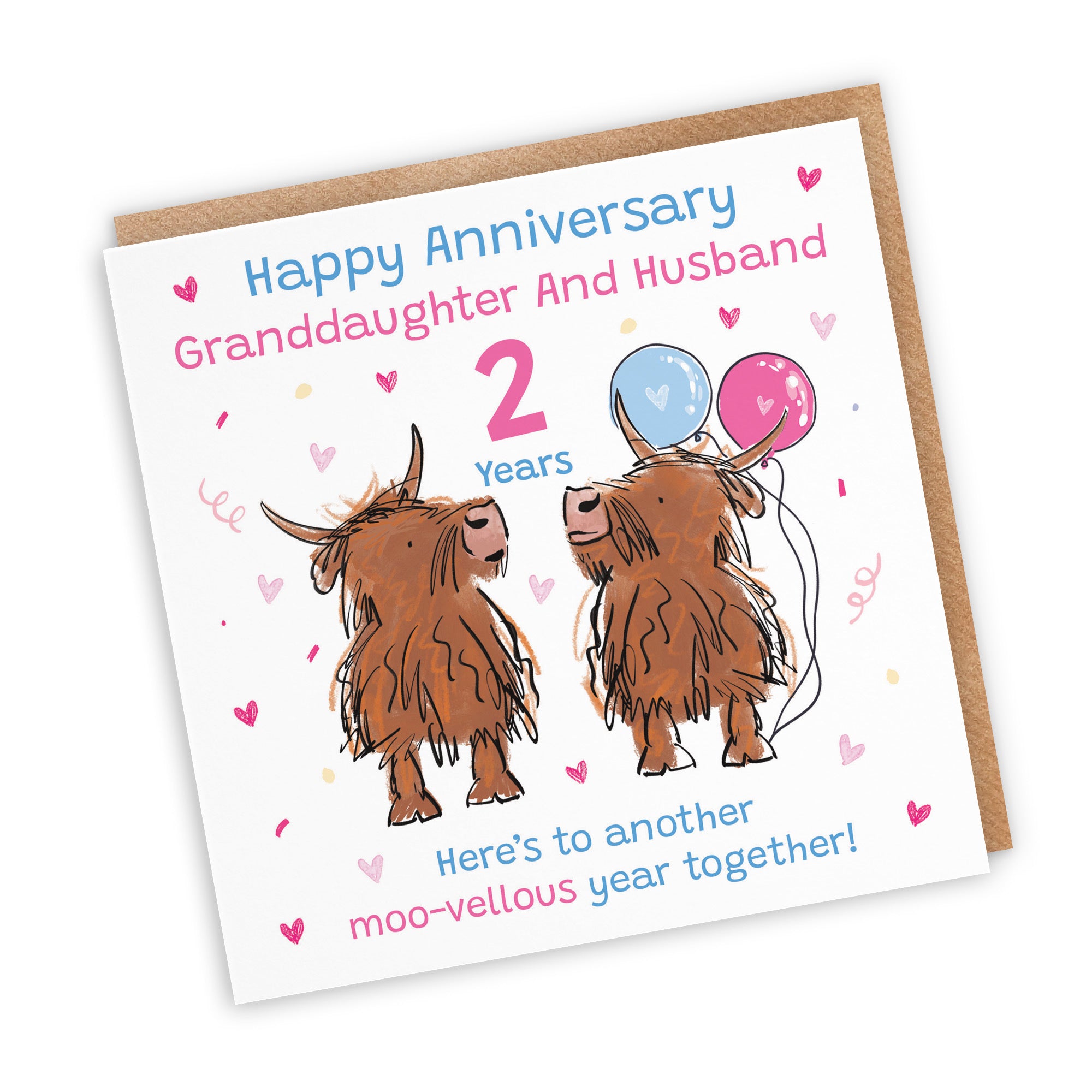 2nd Granddaughter And Husband Anniversary Card Highland Cows Animal Party - Default Title (RM00881)