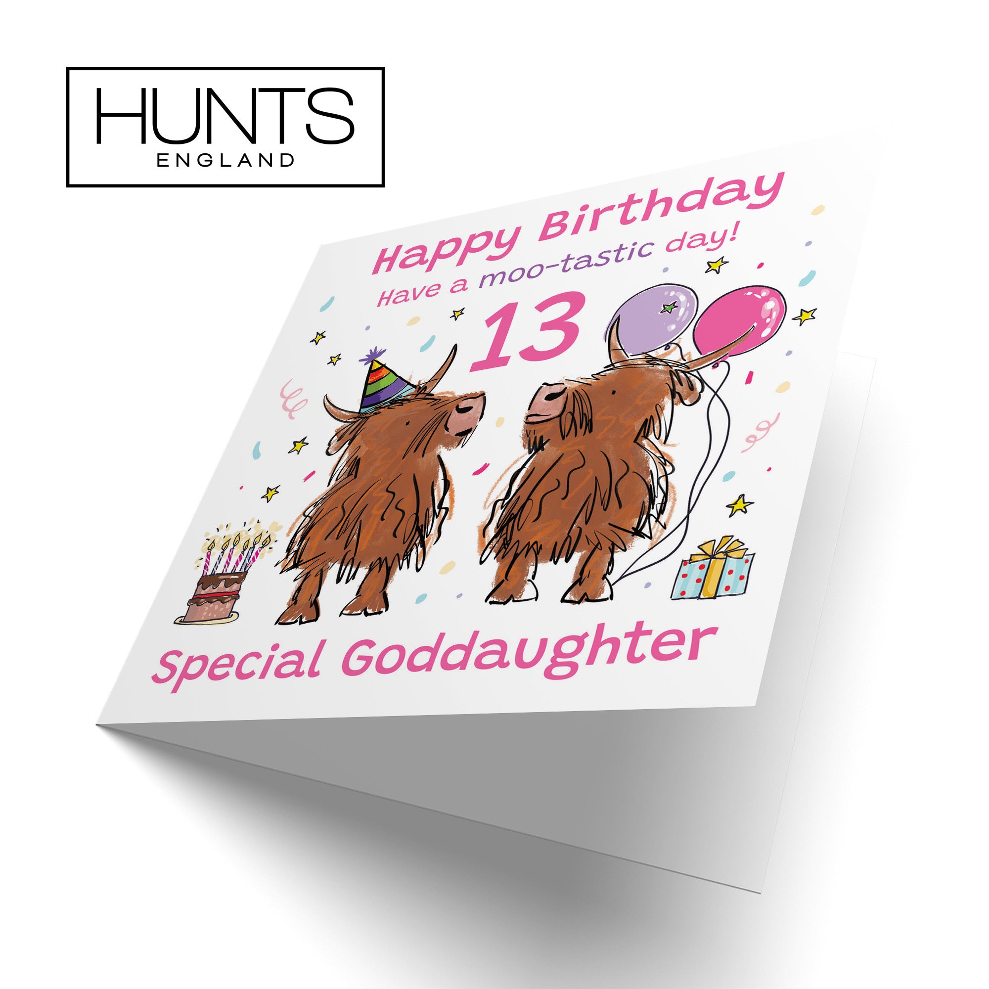 13th Goddaughter Birthday Card Highland Cows Animal Party - Default Title (RM00884)