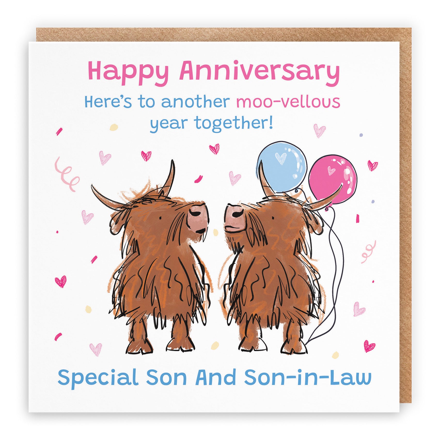 Son And Son-in-Law Anniversary Card Highland Cows Animal Party - Default Title (RM00889)