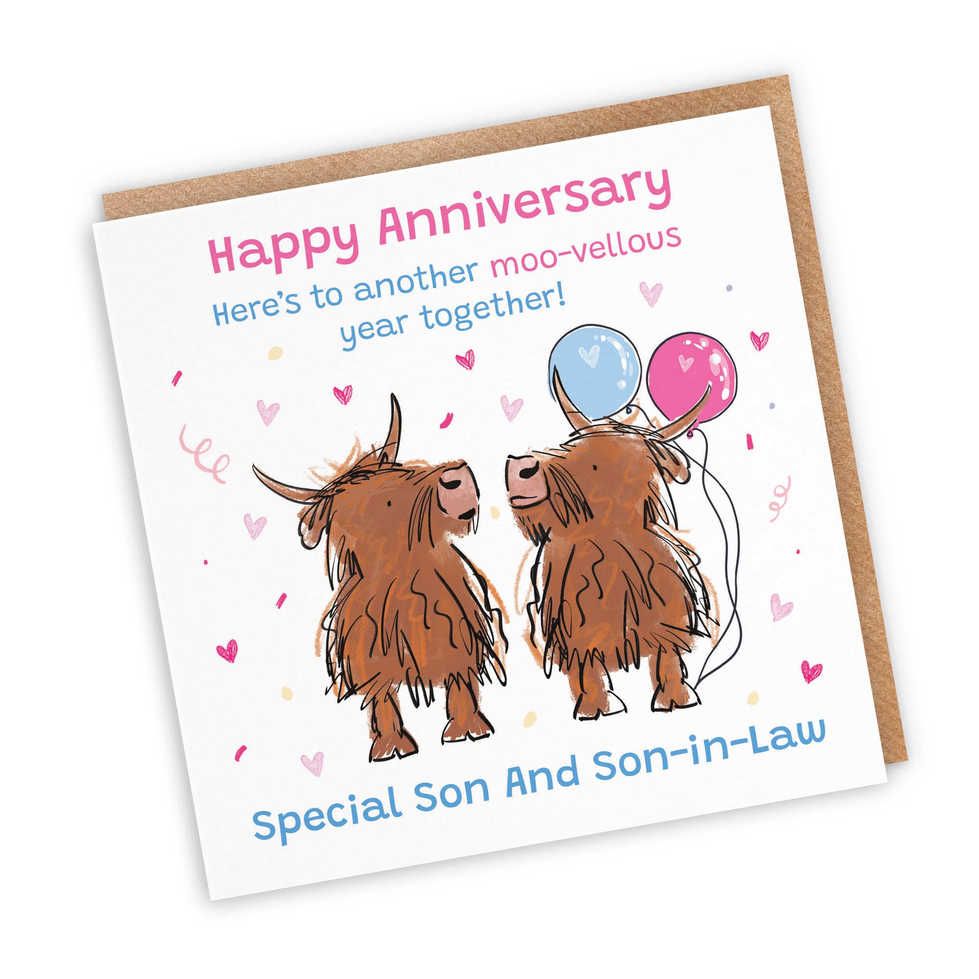 Son And Son-in-Law Anniversary Card Highland Cows Animal Party - Default Title (RM00889)
