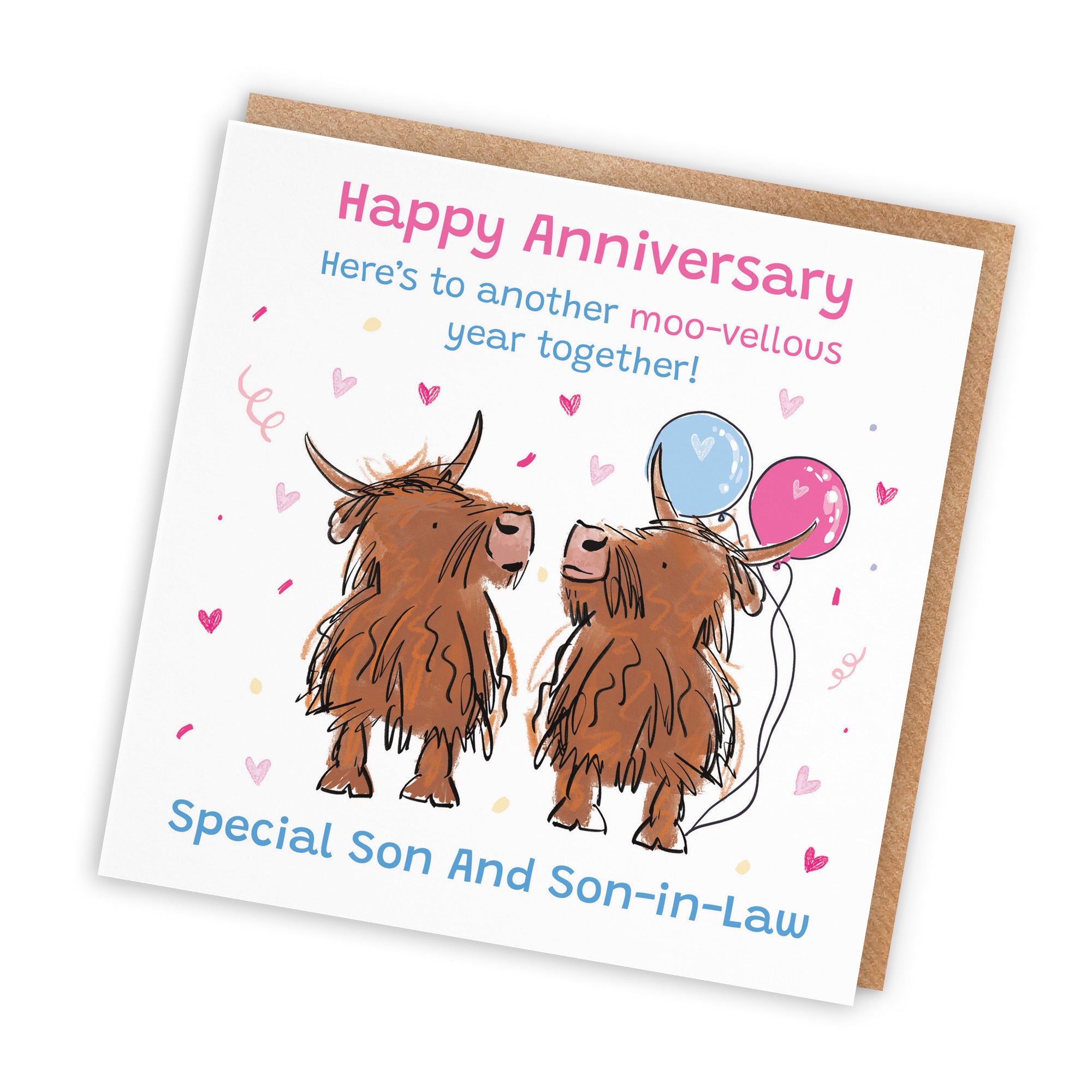 Son And Son-in-Law Anniversary Card Highland Cows Animal Party - Default Title (RM00889)