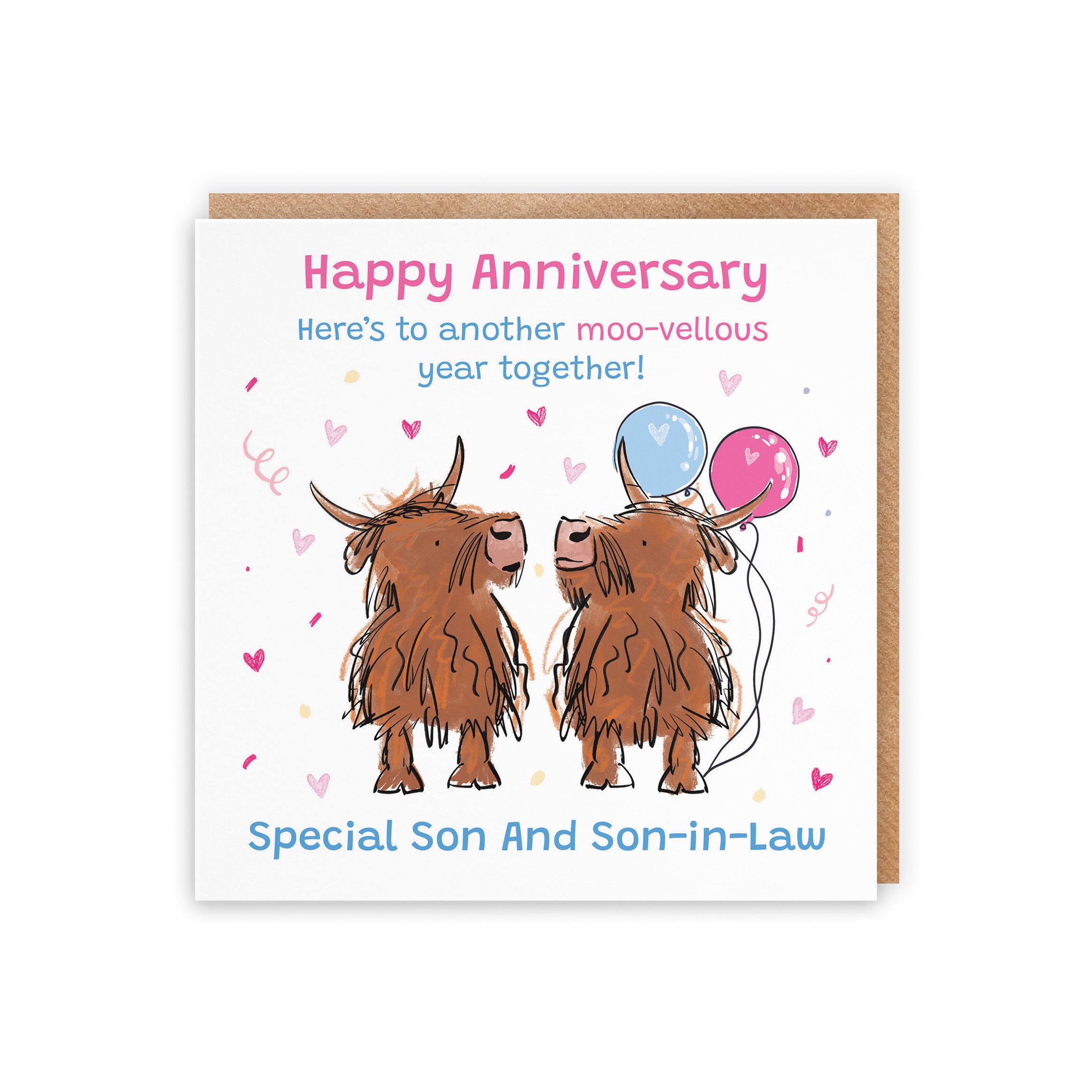 Son And Son-in-Law Anniversary Card Highland Cows Animal Party - Default Title (RM00889)