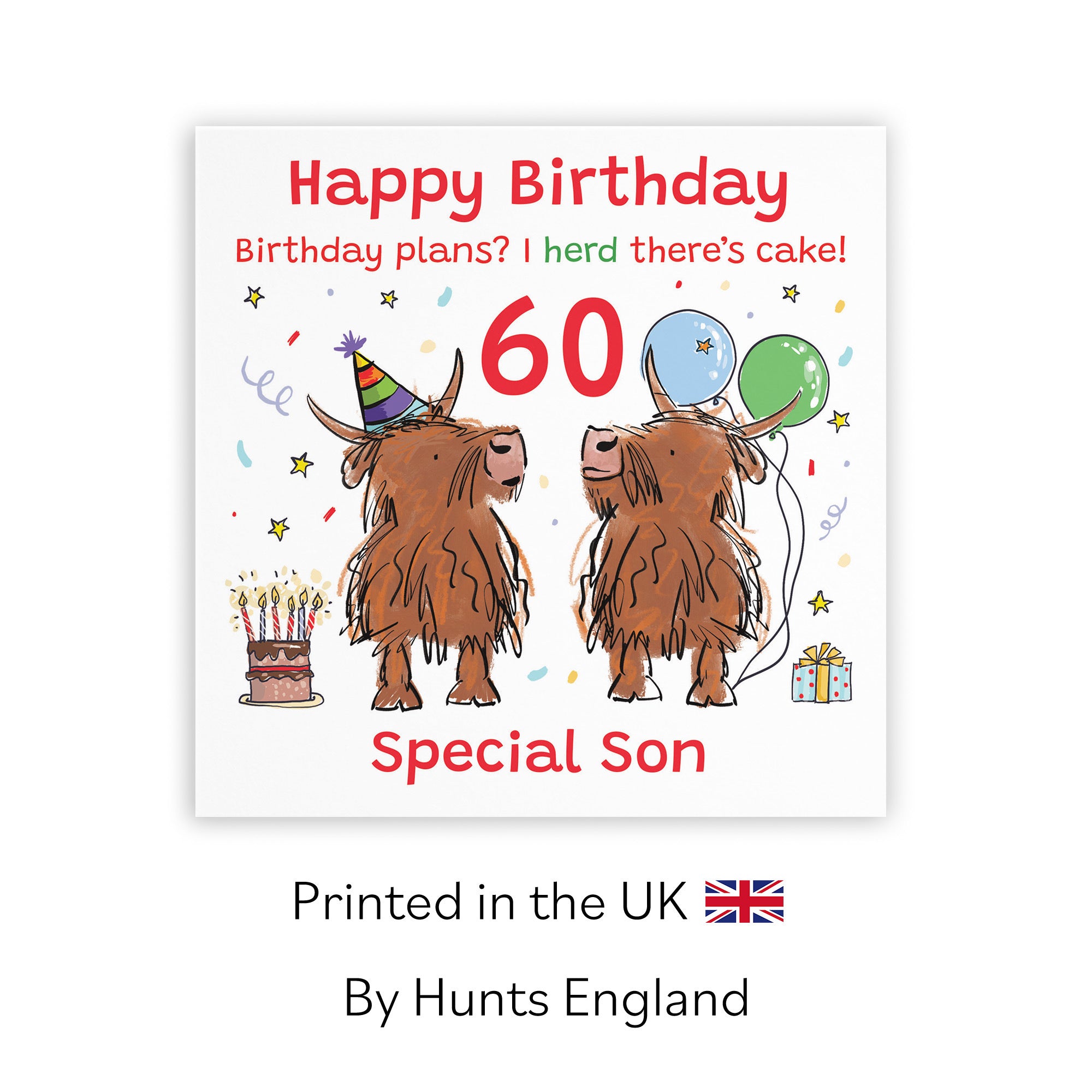 60th Son Birthday Card Highland Cows Animal Party - Default Title (RM00890)