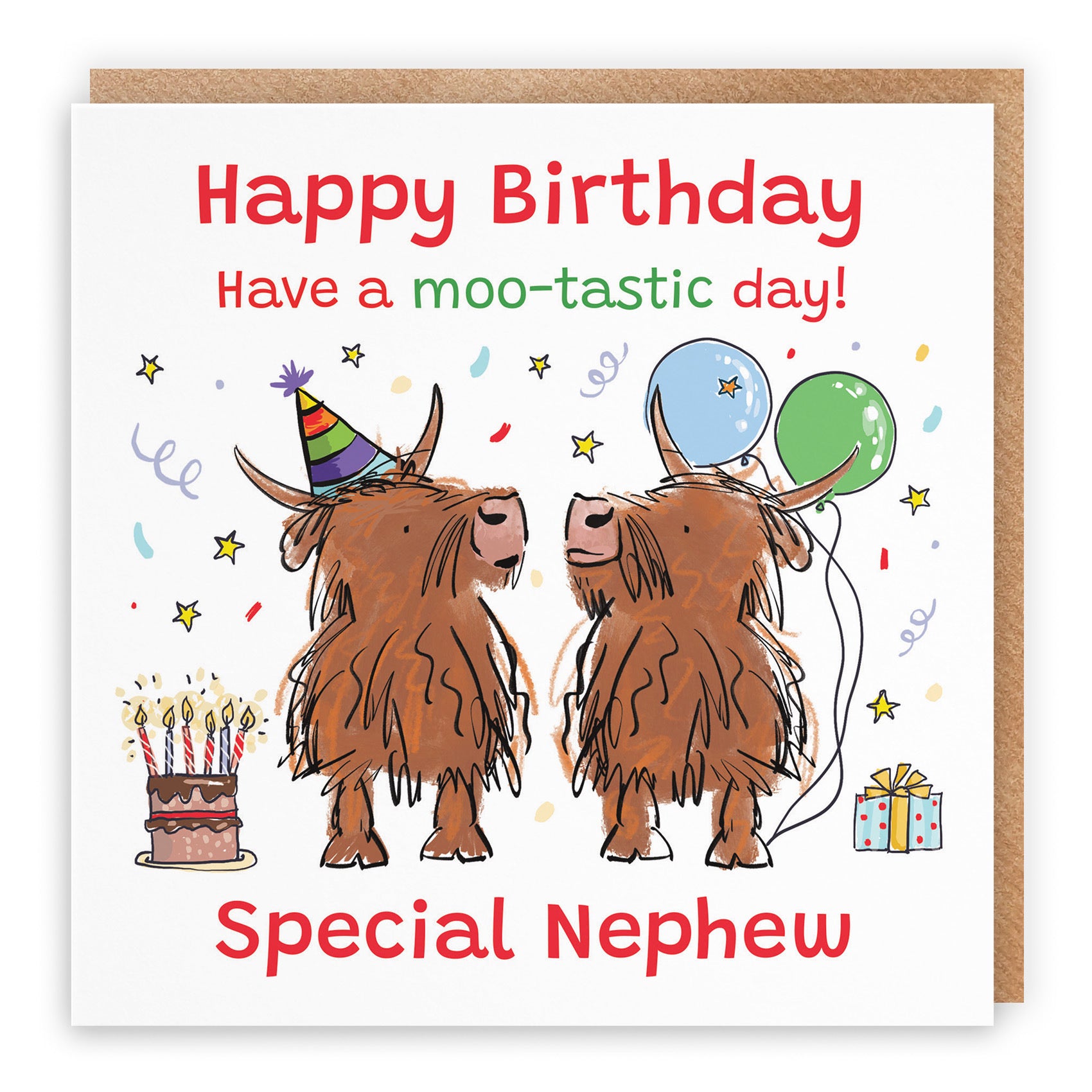 Nephew Birthday Card Highland Cows Animal Party - Default Title (RM00891)