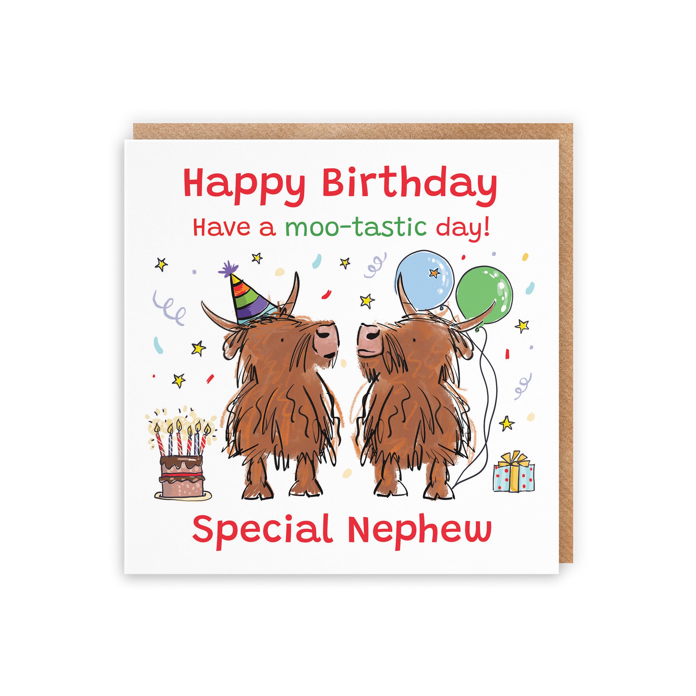Nephew Birthday Card Highland Cows Animal Party - Default Title (RM00891)