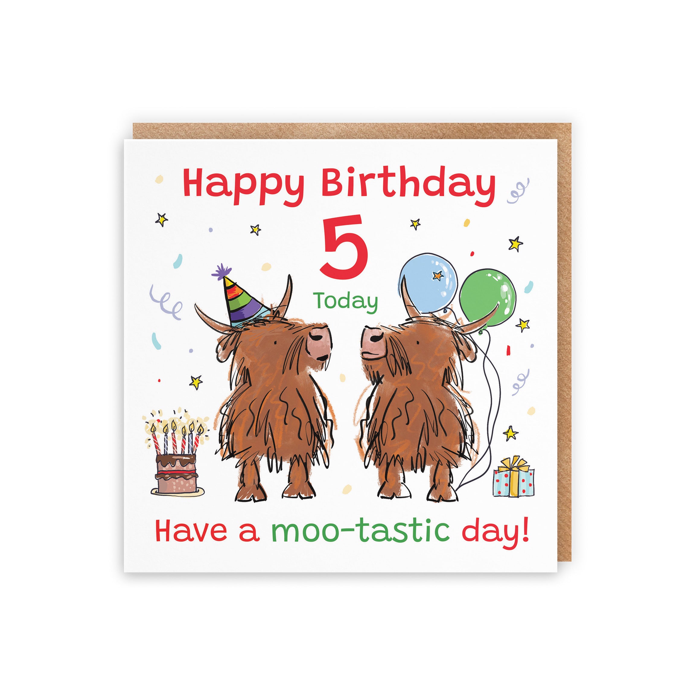 5th Birthday Card Highland Cows Animal Party - Default Title (RM00894)