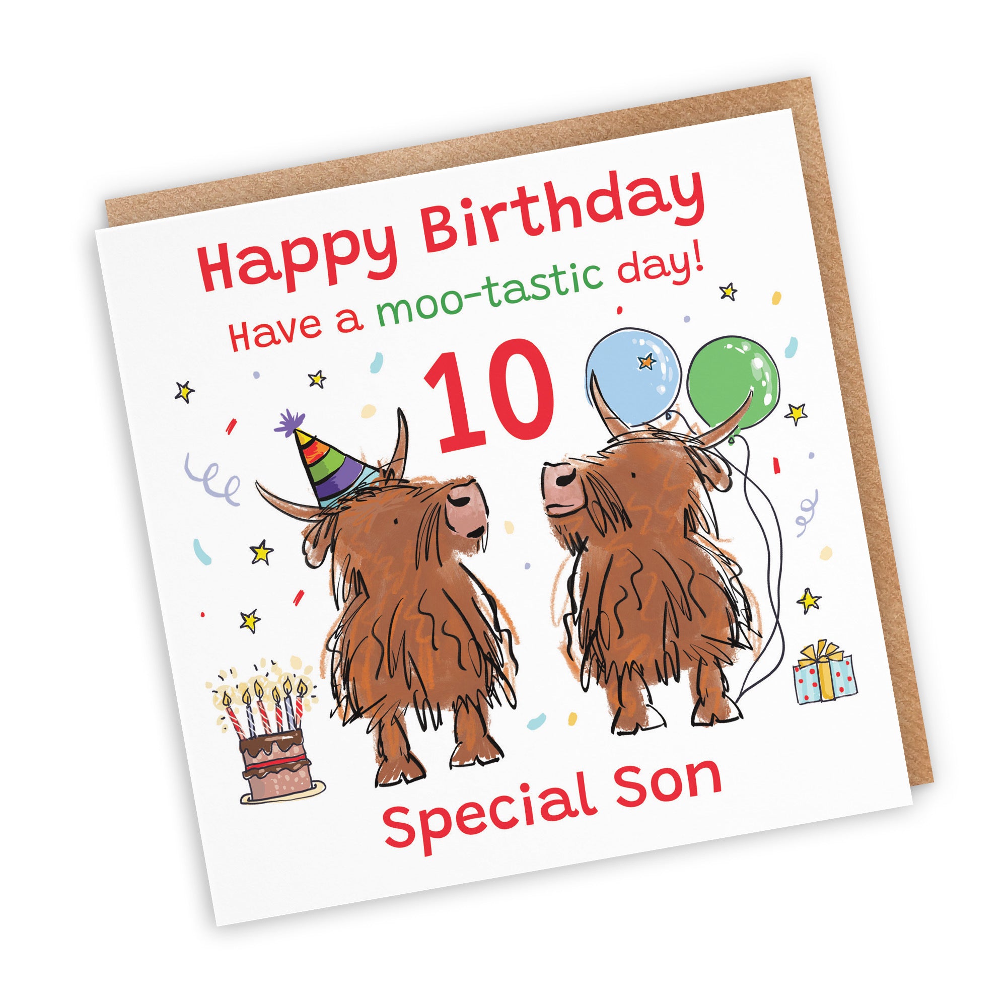 10th Son Birthday Card Highland Cows Animal Party - Default Title (RM00895)