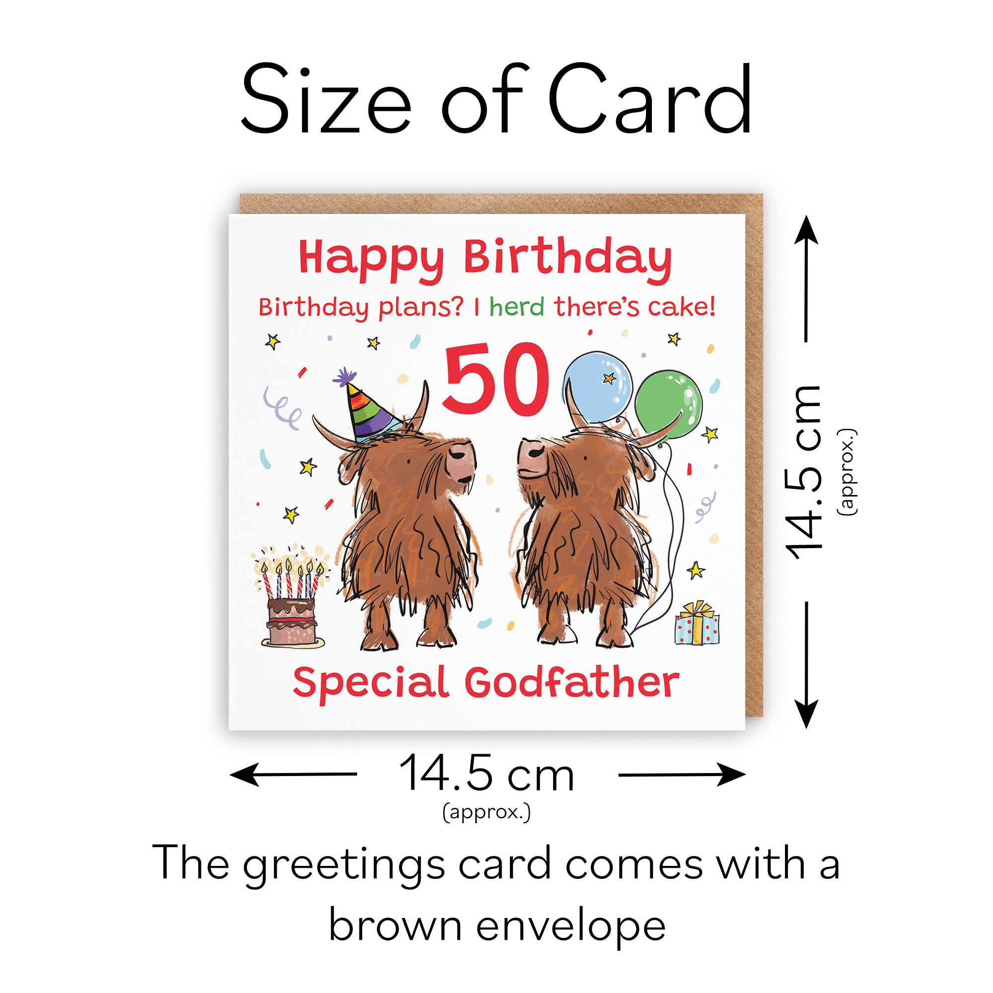 50th Godfather Birthday Card Highland Cows Animal Party - Default Title (RM00900)