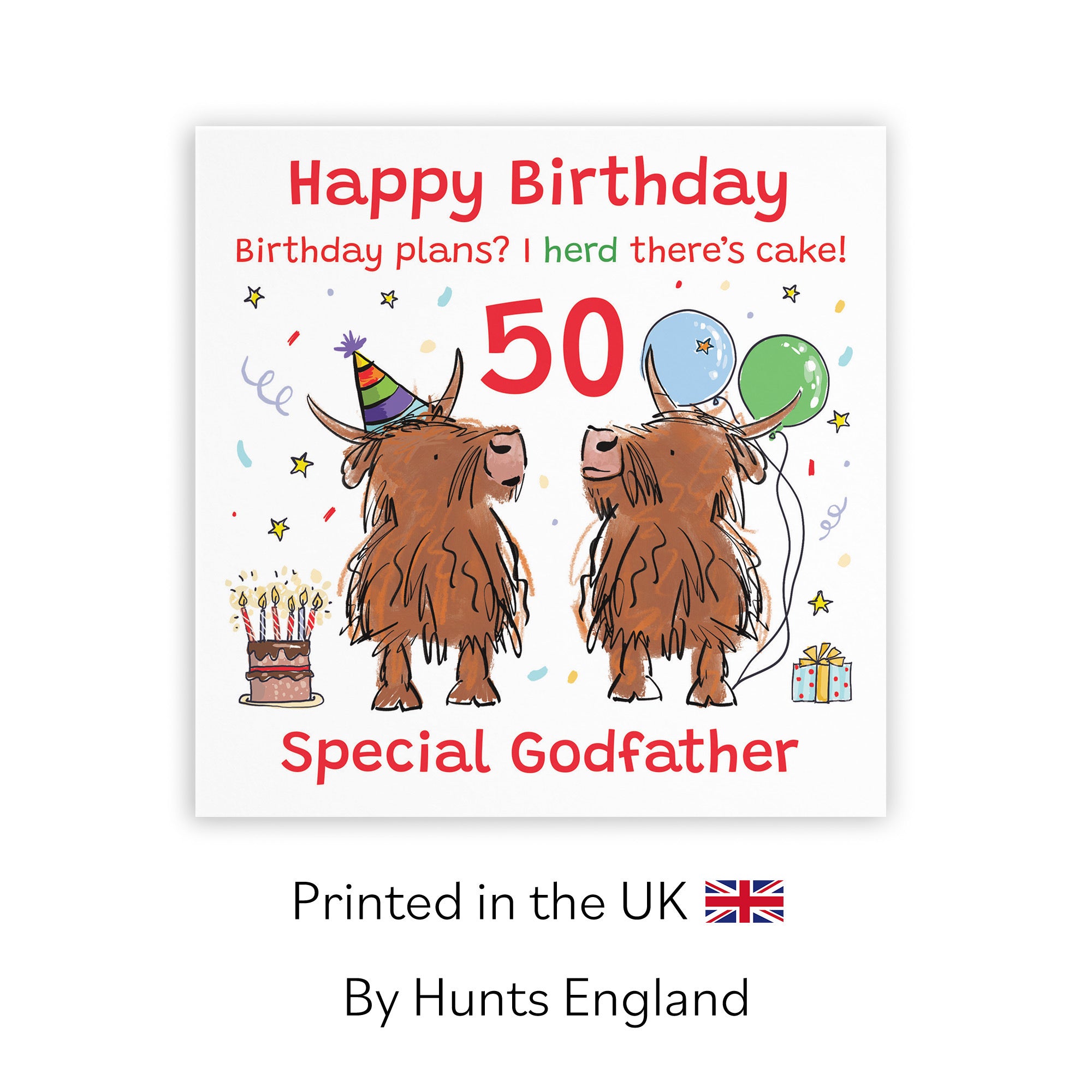 50th Godfather Birthday Card Highland Cows Animal Party - Default Title (RM00900)