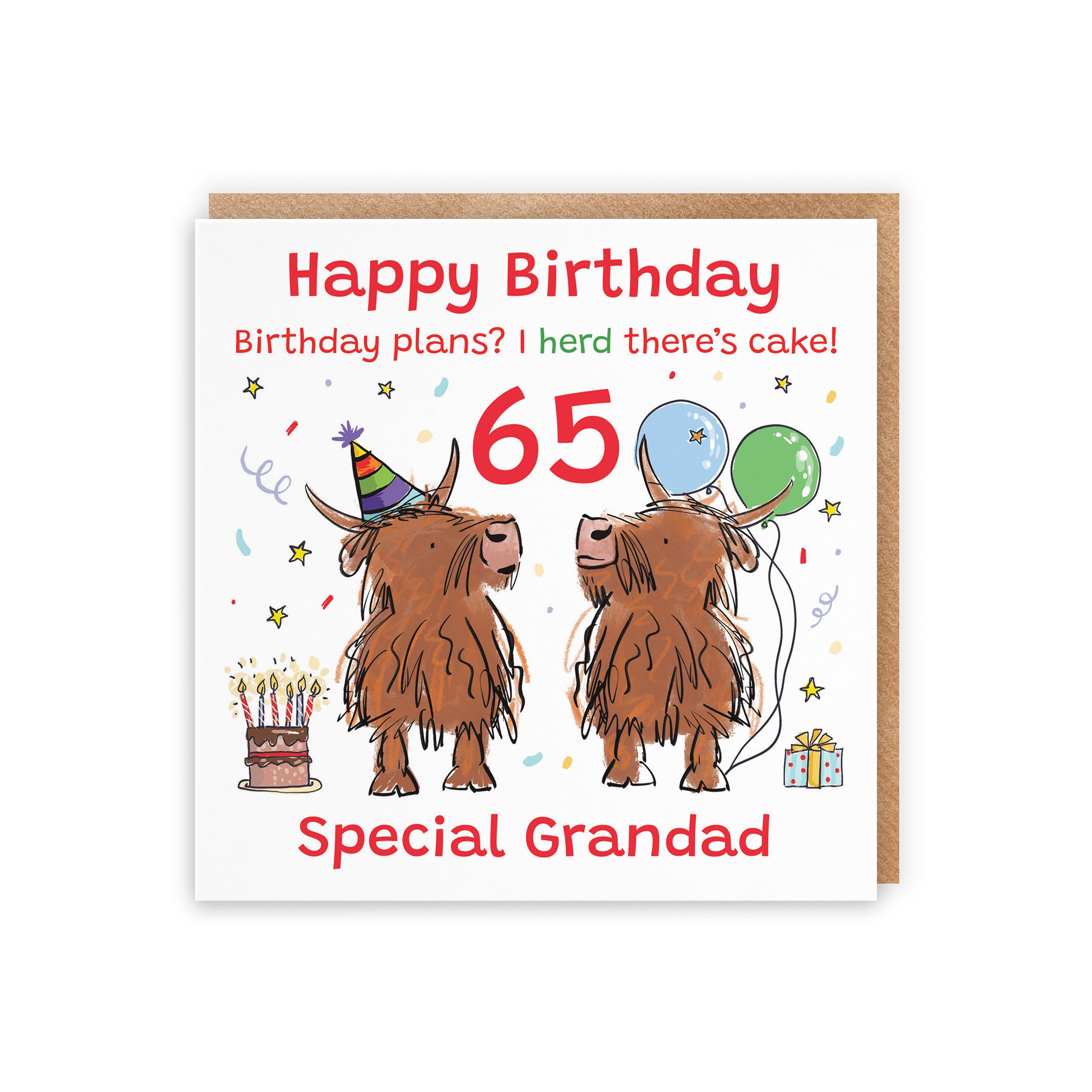 65th Grandad Birthday Card Highland Cows Animal Party - Default Title (RM00903)