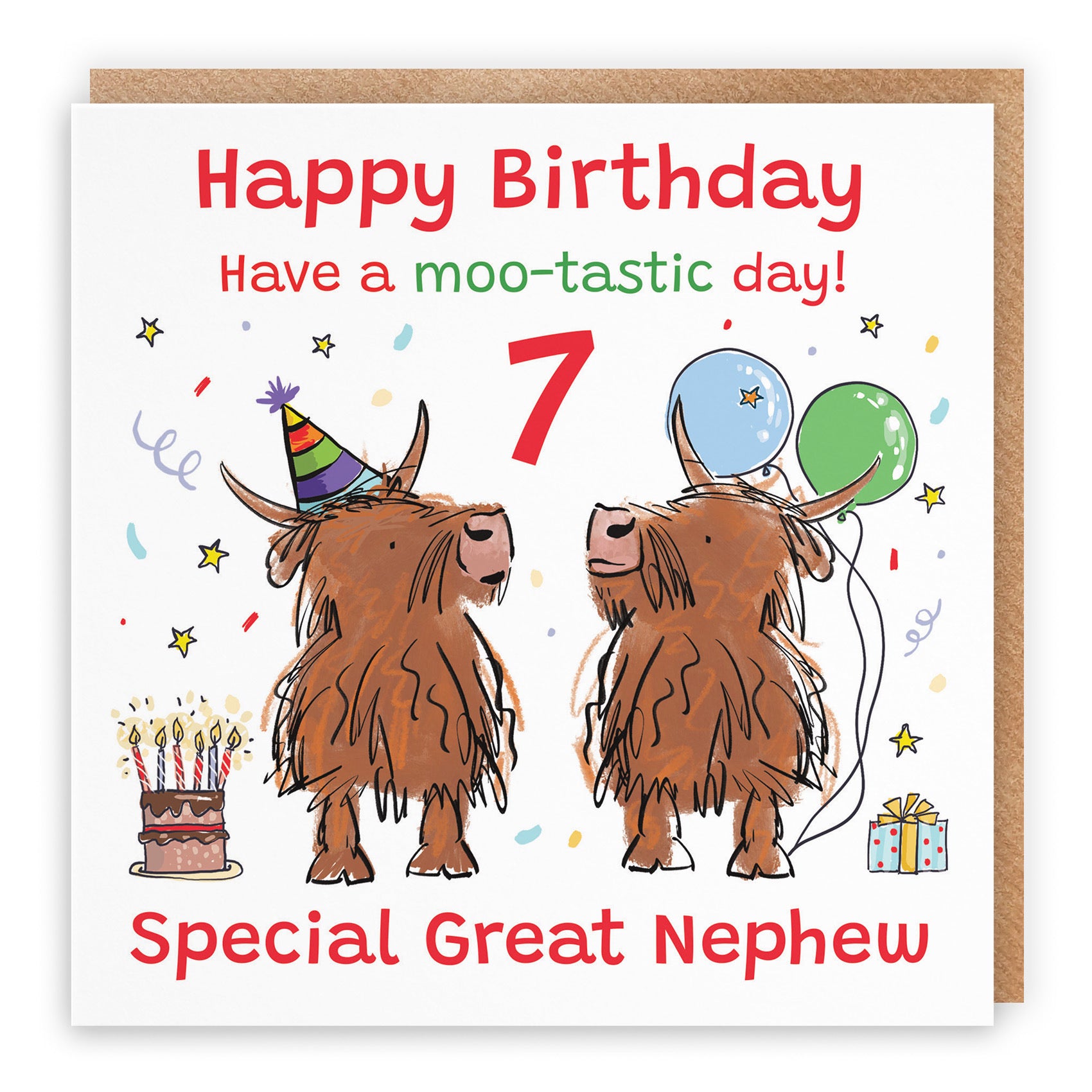 7th Great Nephew Birthday Card Highland Cows Animal Party - Default Title (RM00905)