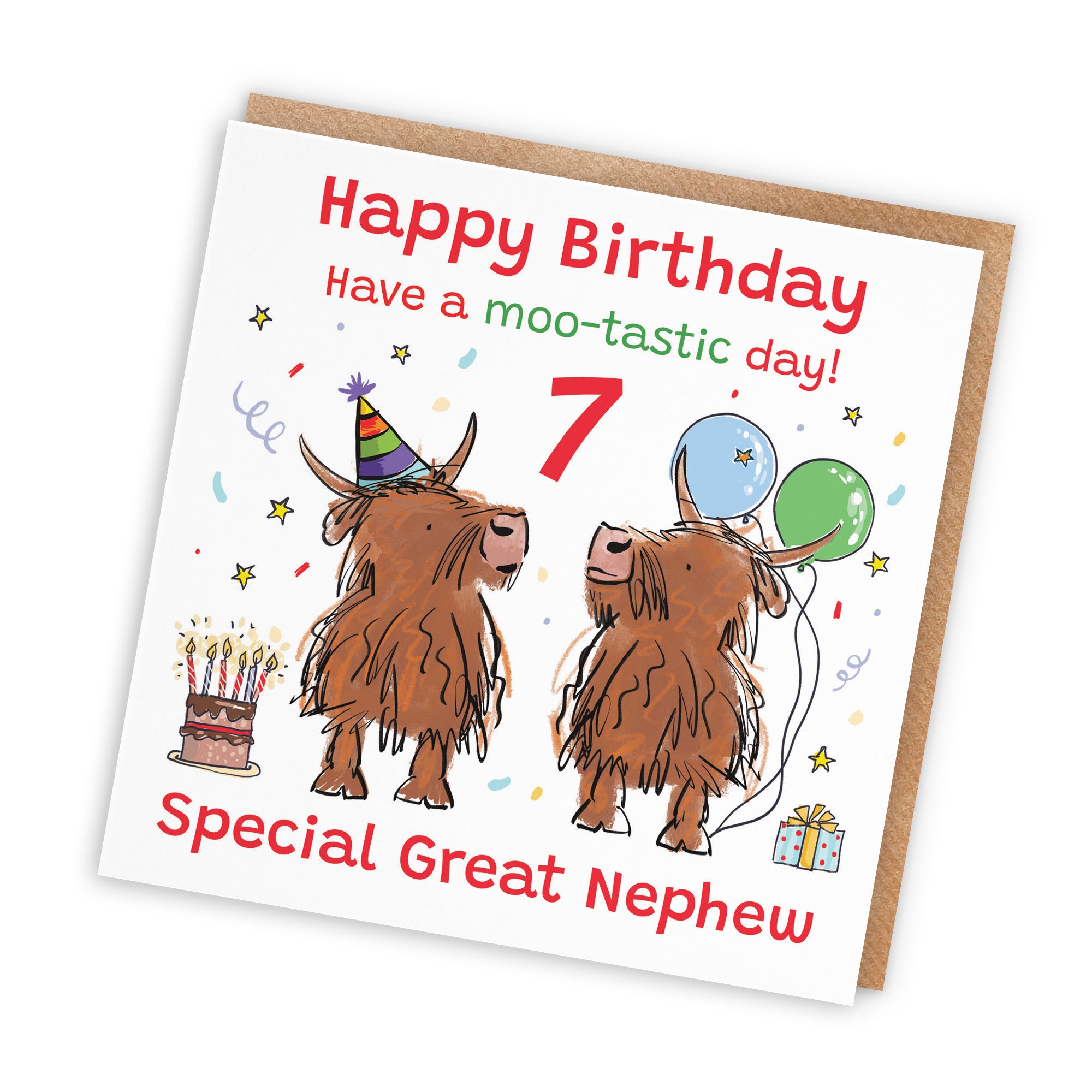7th Great Nephew Birthday Card Highland Cows Animal Party - Default Title (RM00905)
