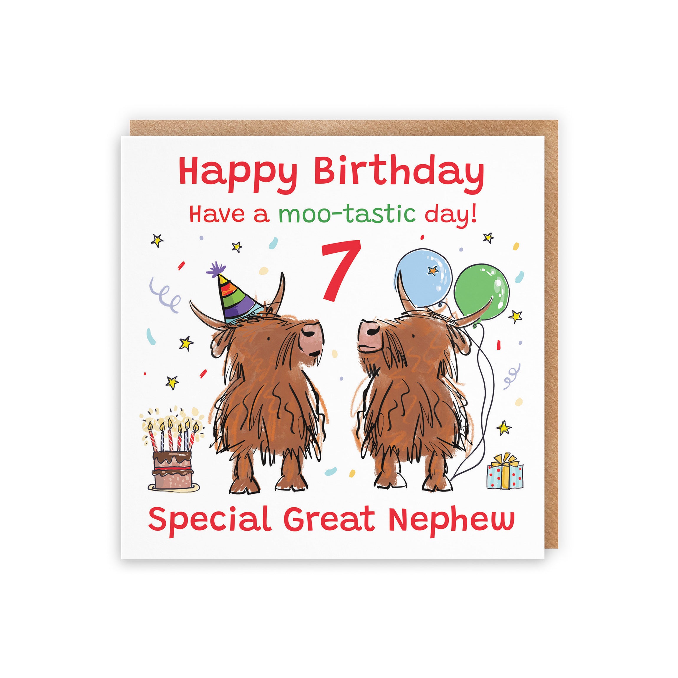 7th Great Nephew Birthday Card Highland Cows Animal Party - Default Title (RM00905)