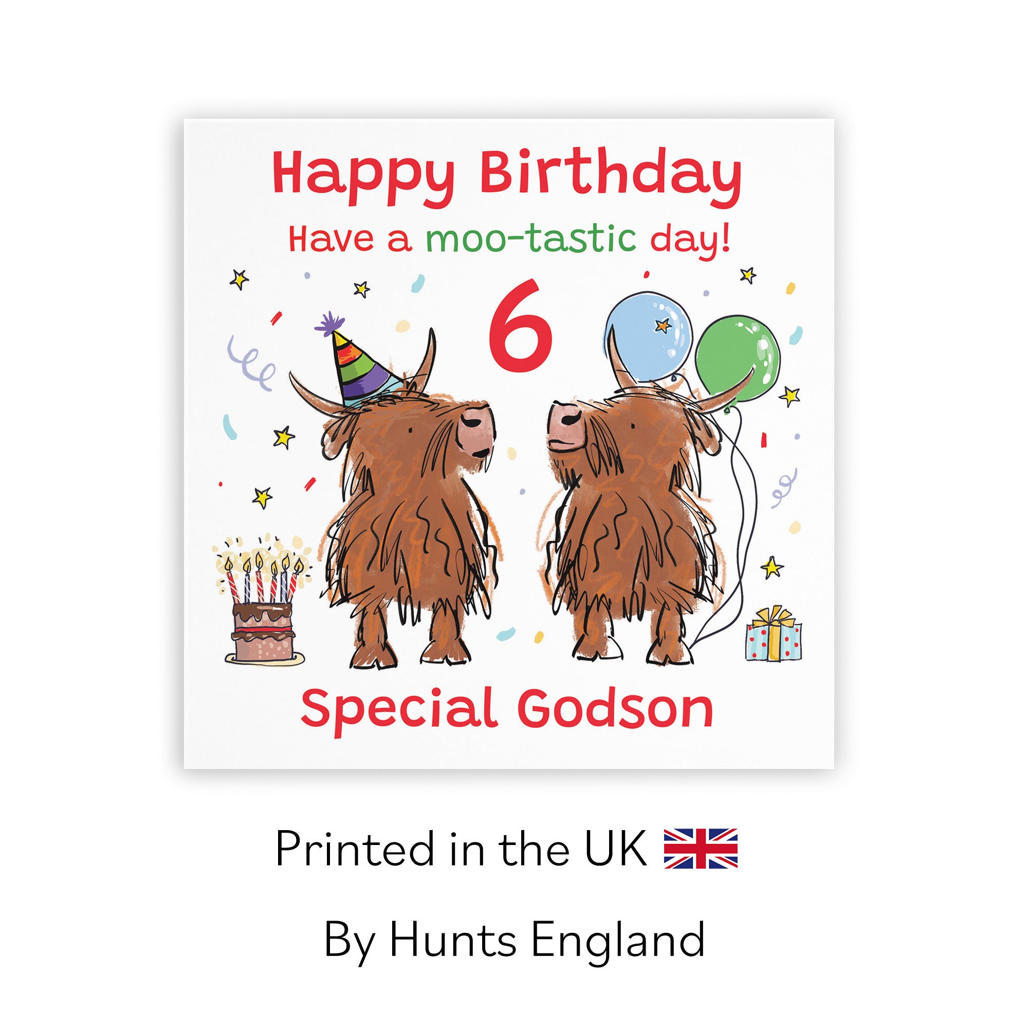 6th Godson Birthday Card Highland Cows Animal Party - Default Title (RM00906)