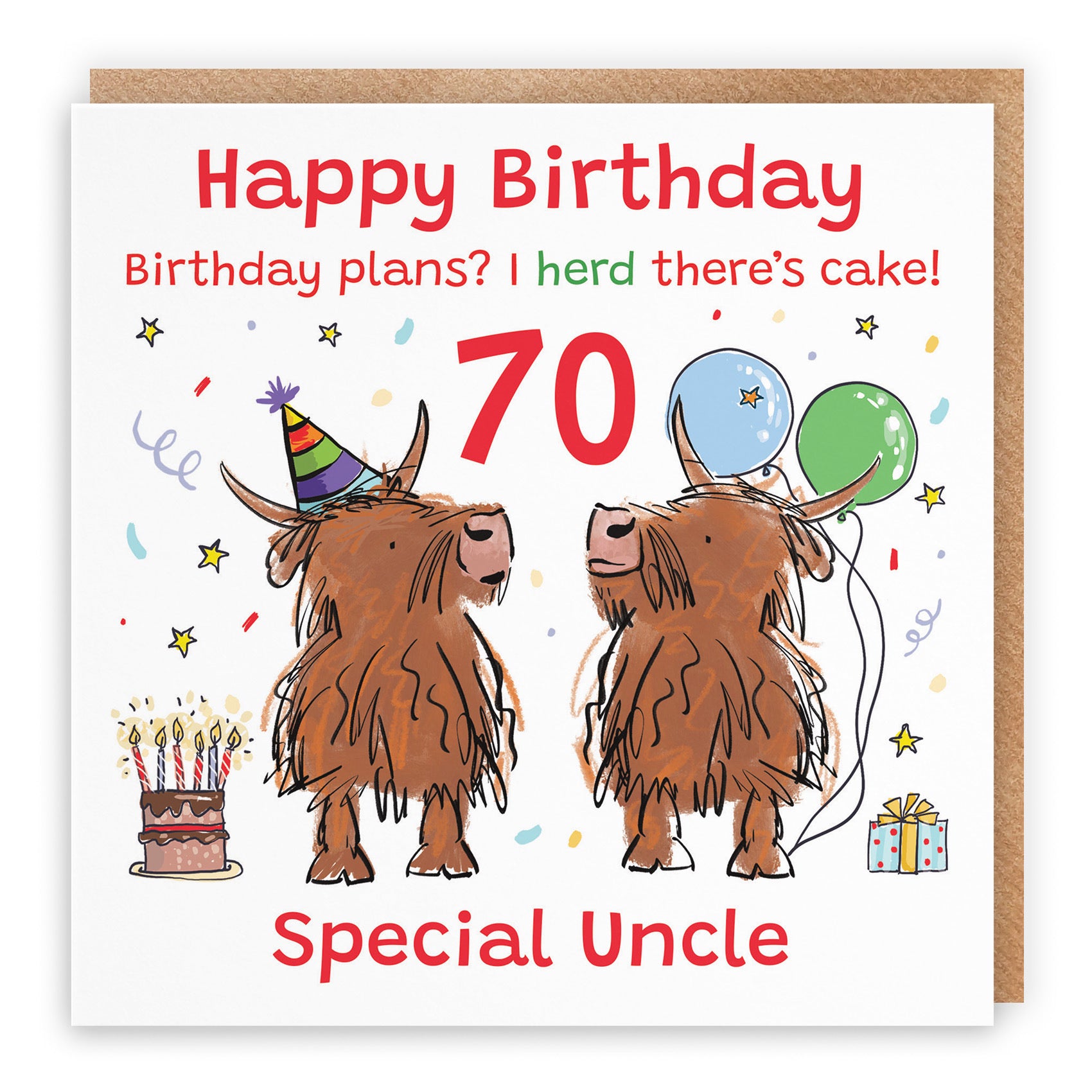 70th Uncle Birthday Card Highland Cows Animal Party - Default Title (RM00919)