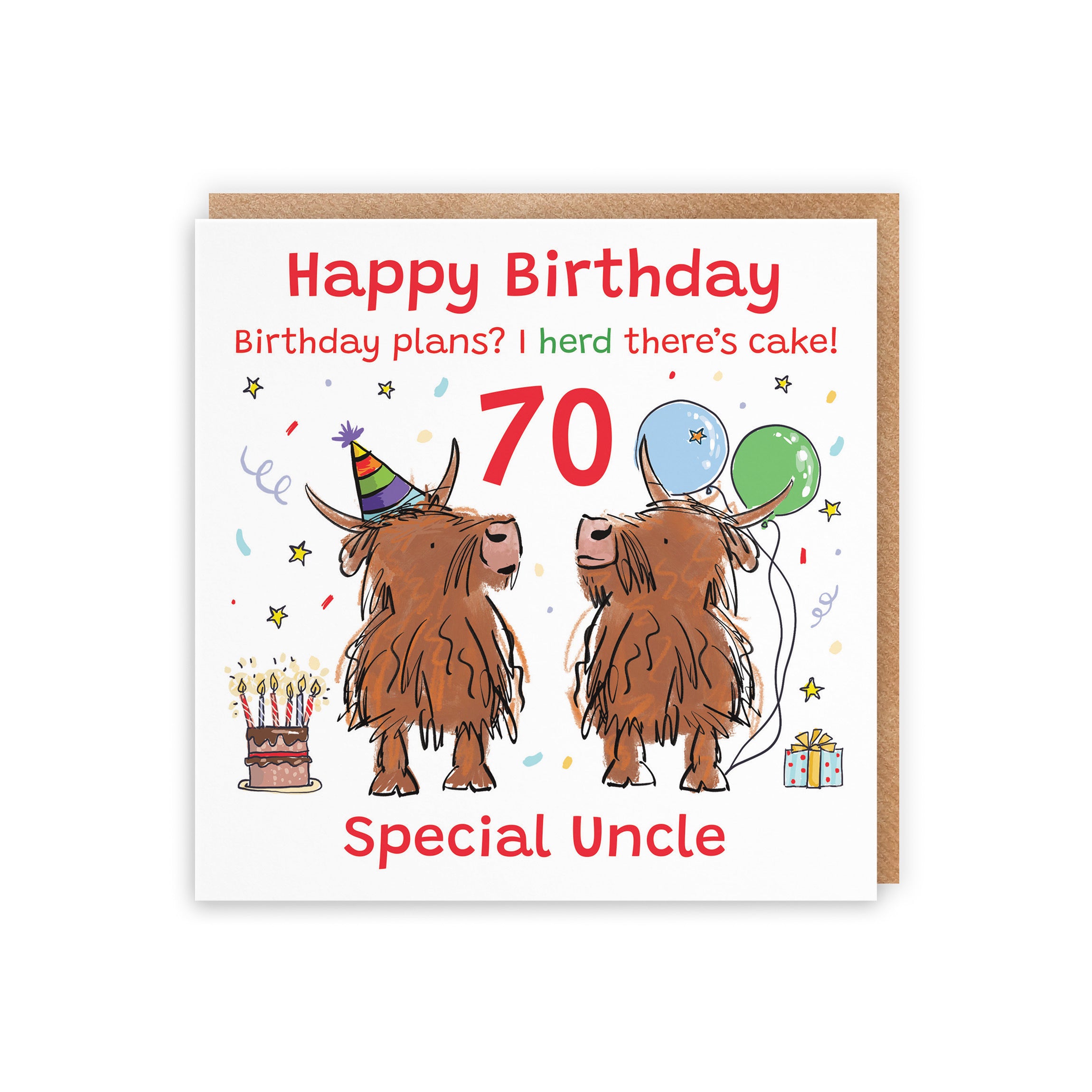 70th Uncle Birthday Card Highland Cows Animal Party - Default Title (RM00919)