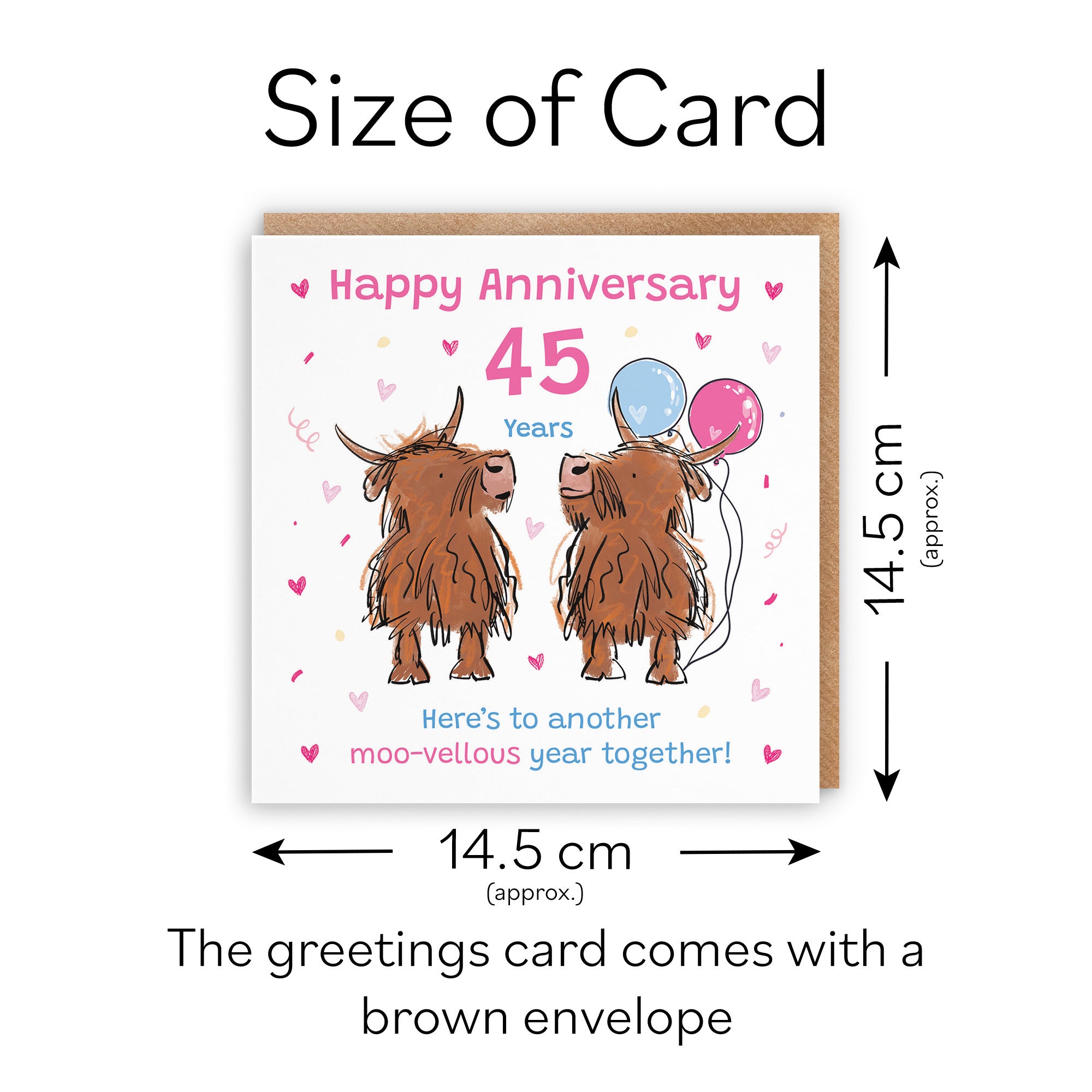 45th Anniversary Card Highland Cows Animal Party - Default Title (RM00922)
